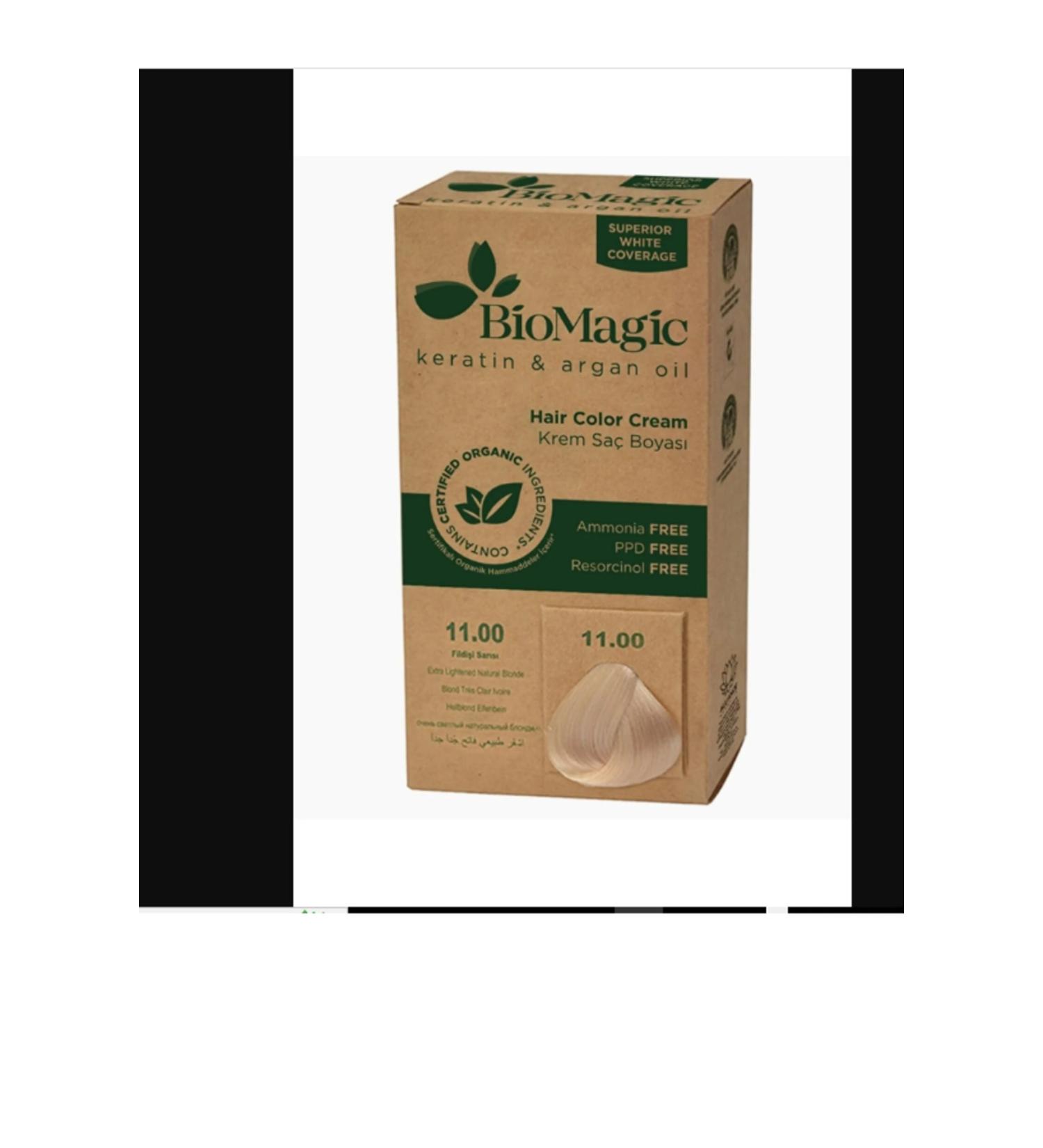 BioMagic Natural Organic Permanent Cream Hair Dye Ivory Blonde No. 11.00 60ML NEH R230625