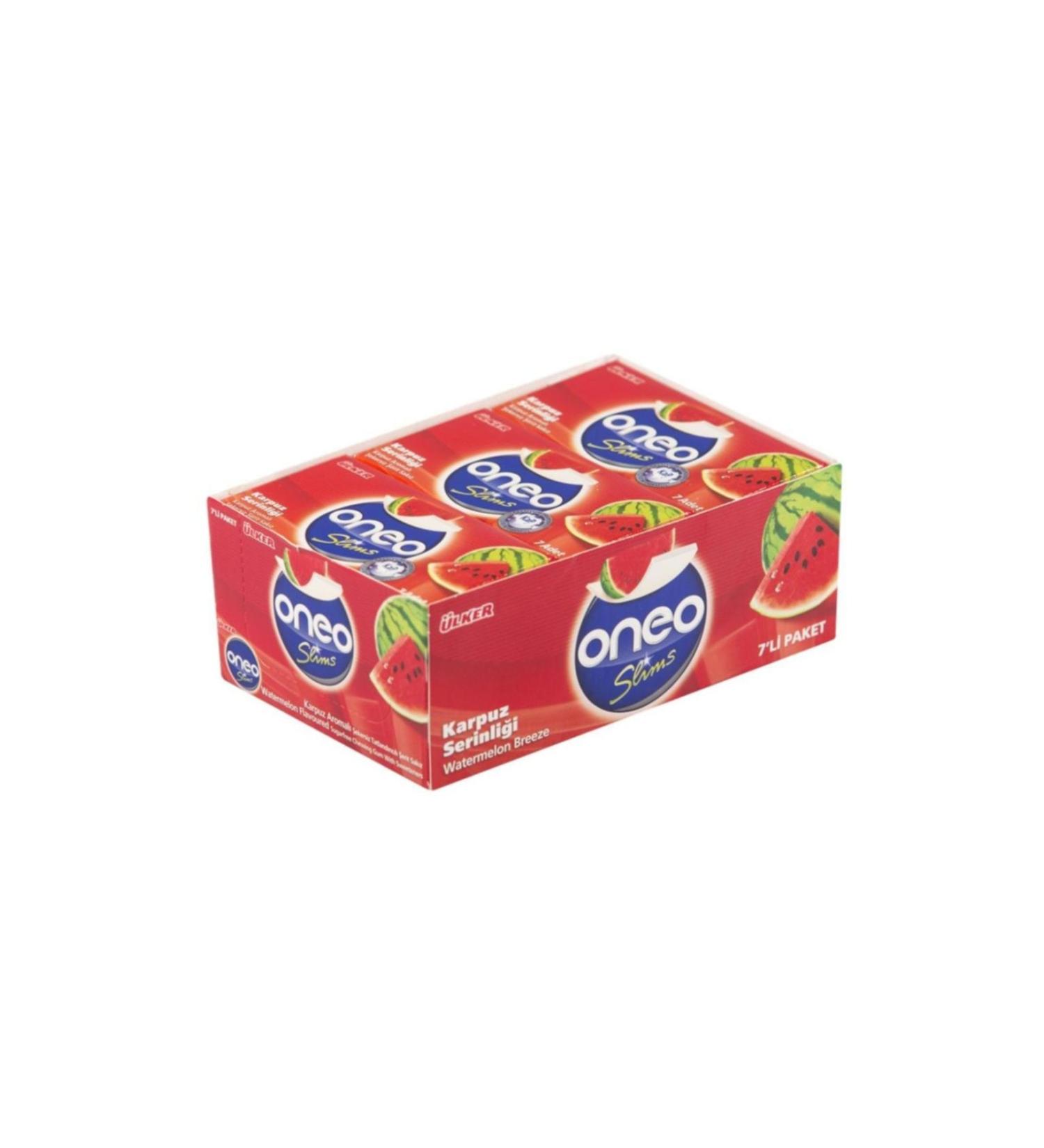 Ulker 27 Pieces Oneo Slims Watermelon Flavored Sugar Free Gum 14 gr