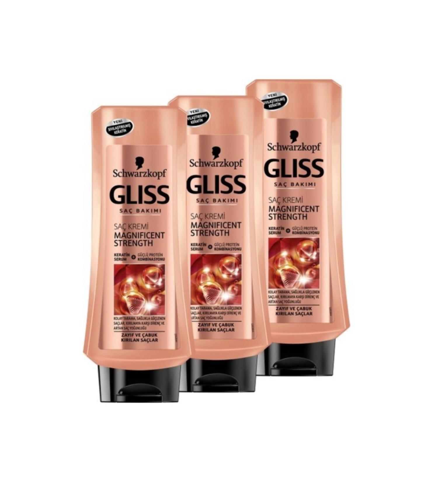 Gliss 360 ml Magnificent Strength Hair Conditioner * 3 Pieces