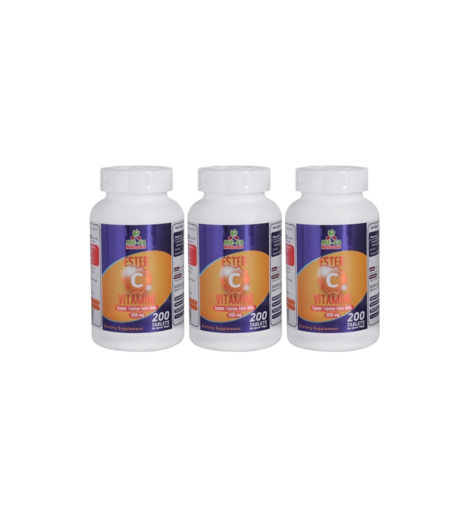 Mefa Naturals Ester Vitamin C Rosehip Ginger 1000 Mg 3 Boxes 600 Tablets