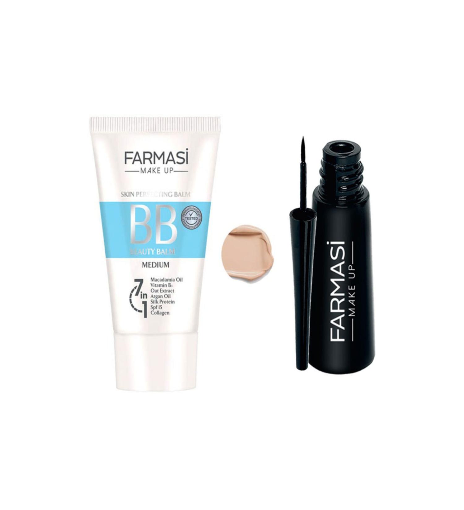 Farmasi Bb Cream 03 Medium 50 Ml + Deeplook Thick Tip Dipliner - Buy Online on GoSupps.com