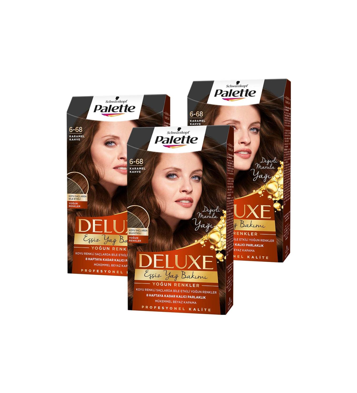 Palette Deluxe Intense Colors Hair Dye 6-68 Caramel Brown x 3 Pcs