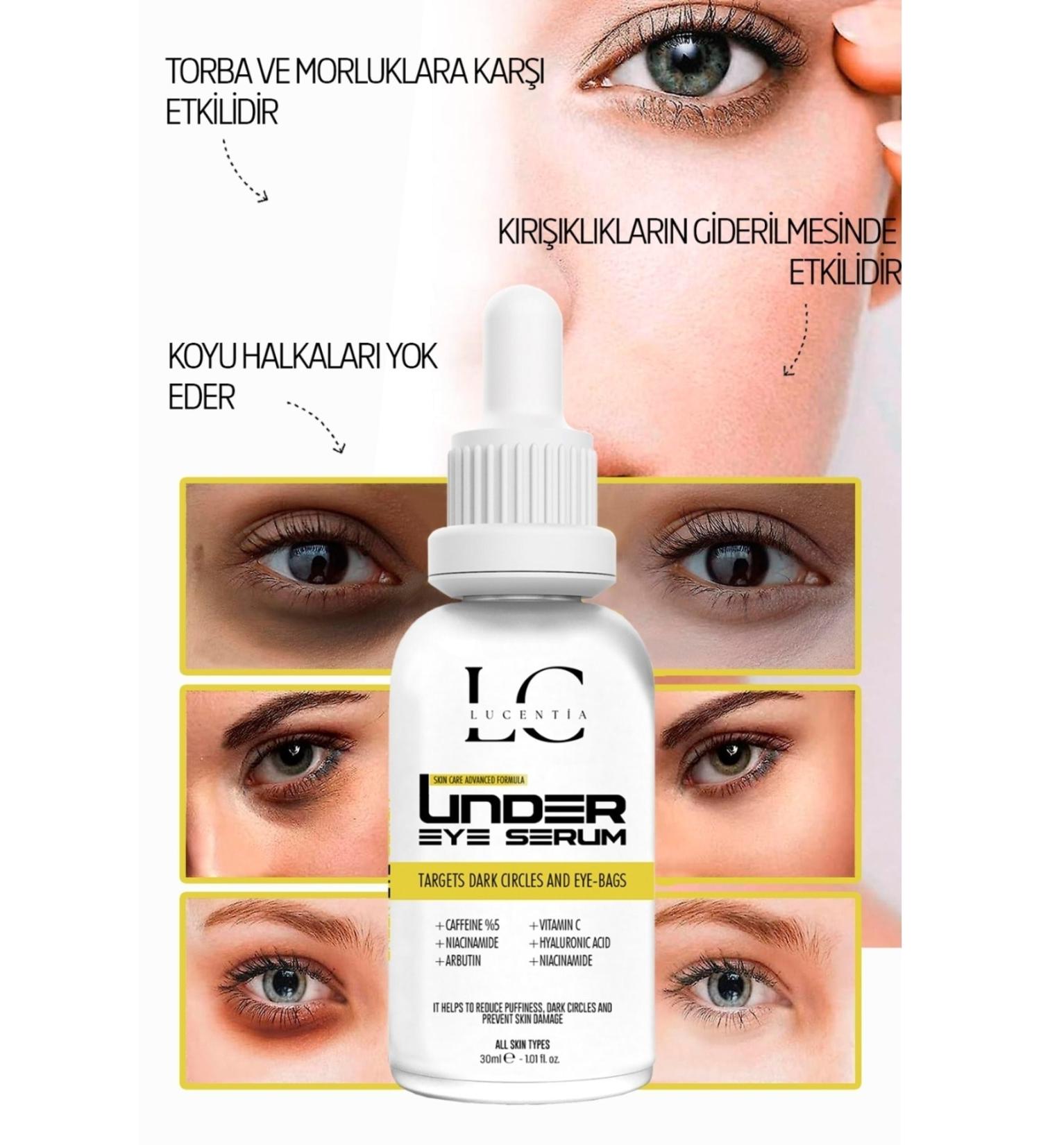 LUCENTIA Anti-Puffiness and Dark Circle Brightening Caffeine Under Eye Serum 30 ml. (Caffeine 5% + Vitamin C) - Buy Online on GoSupps.com