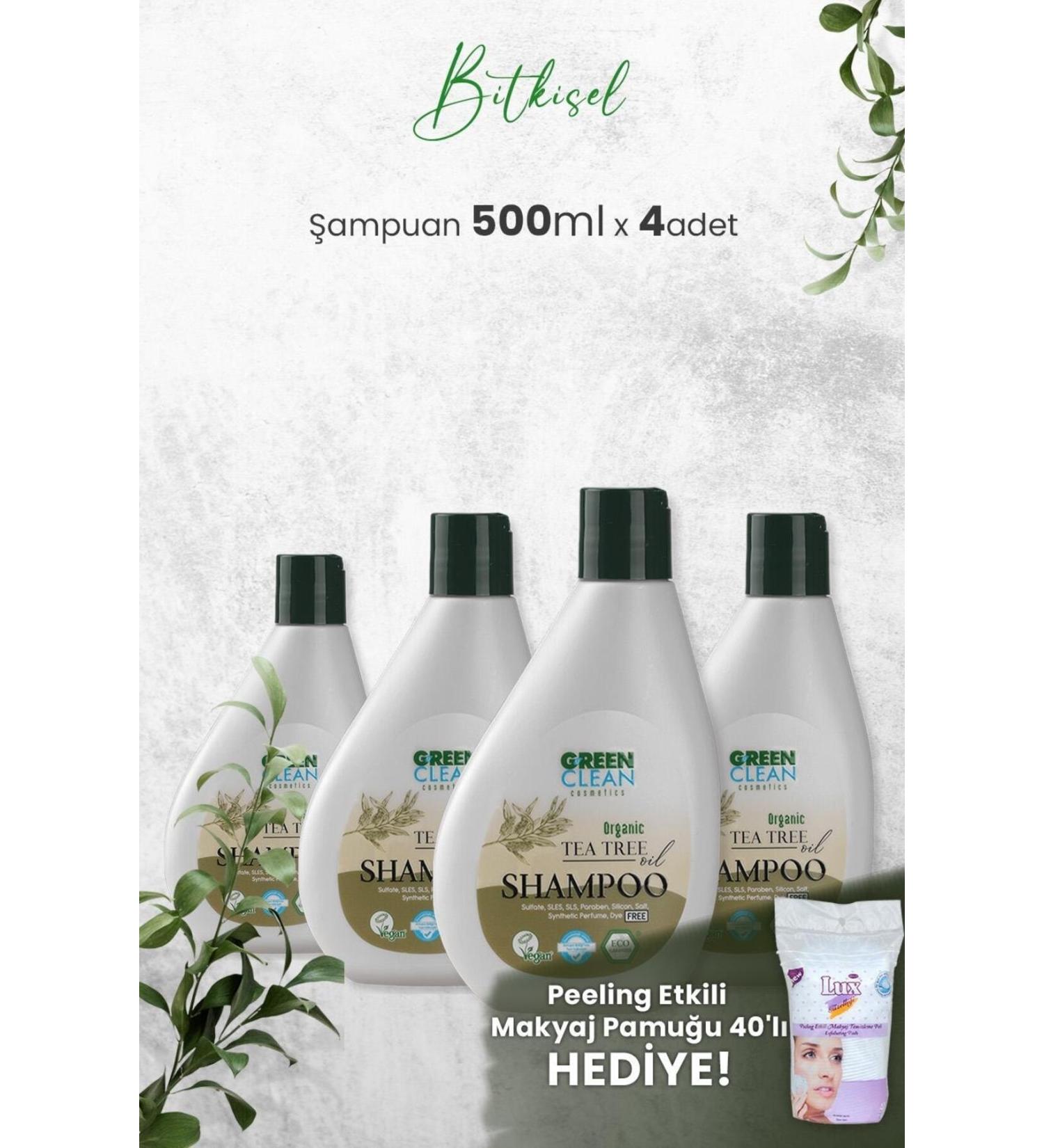 Green Clean Shampoo Tea Tree 275 ml x 4 Pieces and Gift