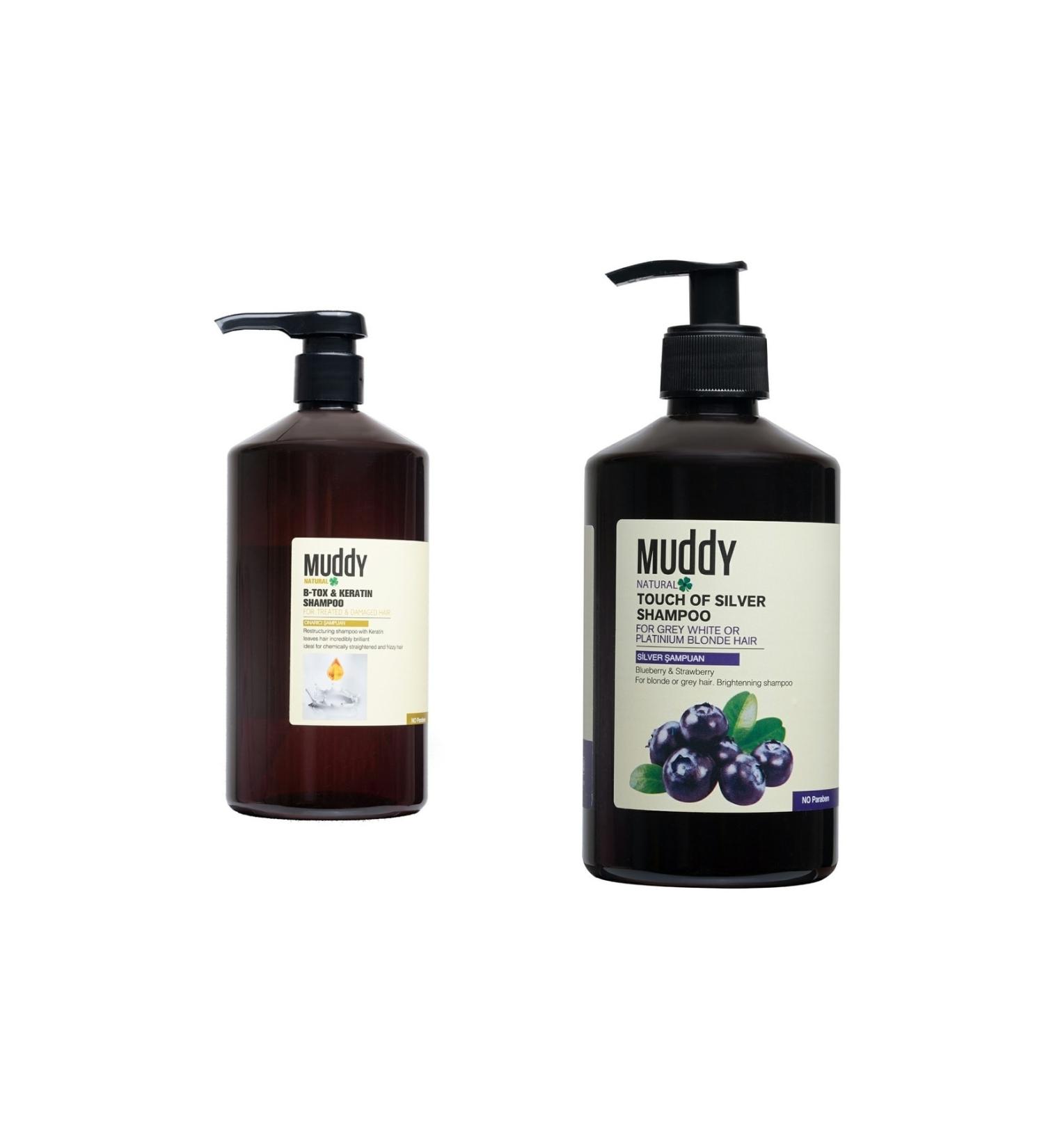 Muddy Extremely Damaged Hair B-tox Keratin Shampoo. 1000ml Curly Hair Remover Touch Of Silver Shampoo 500ml