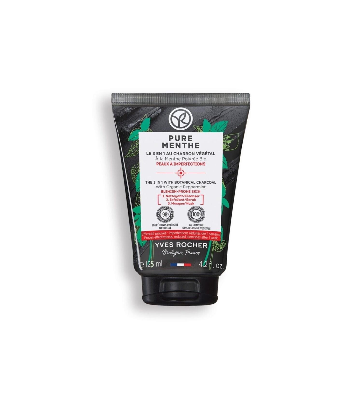 Yves Rocher Peeling and Mask Effect Face Wash Gel - Acne Prone Skin / Pure Menthe 125 Ml