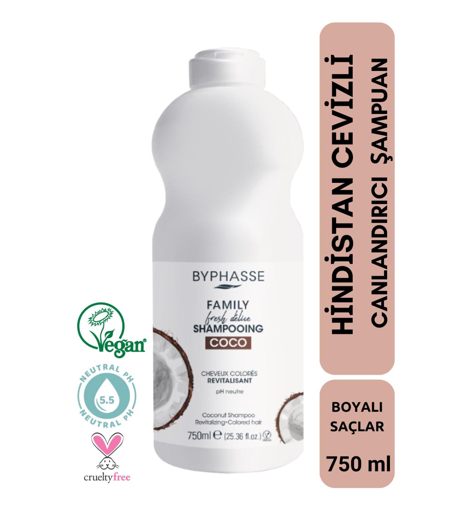 BYPHASSE Family Fresh Coconut Shampoo for Dyed Hair 750ml - Buy Online on GoSupps.com