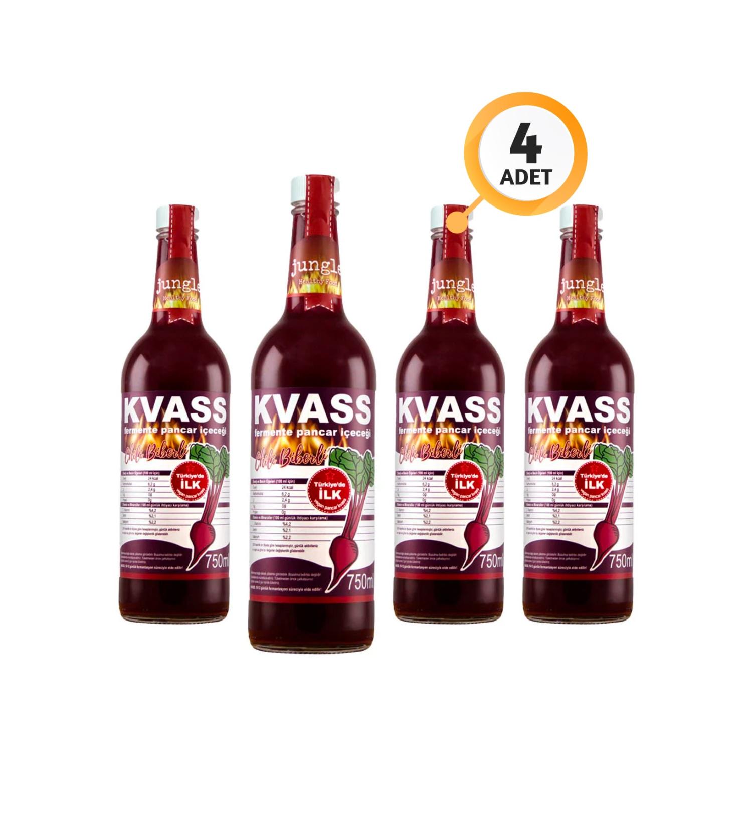 Jungle Healthy Food - Spicy Beet Kvass 4 X 750 ml - Glass Bottle