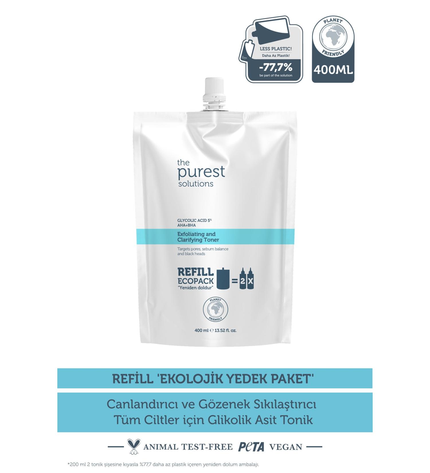 The Purest Solutions Revitalizing Pore Tightening Glycolic Acid Toner for All Skin Types Ecological Refill Pack 400 Ml - Buy Online on GoSupps.com