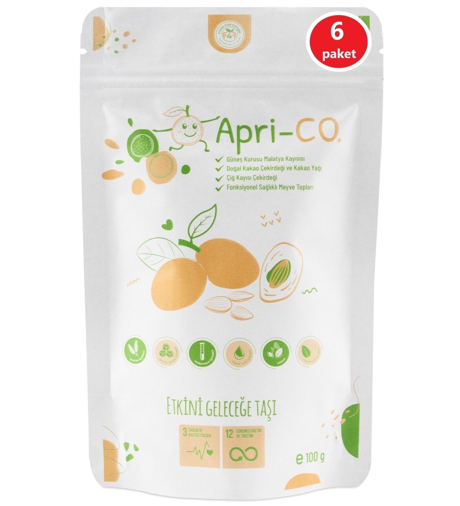 Dark Brown Apricot and Apricot Kernel Pure Fruit Ball Healthy Snack 6x100 gr