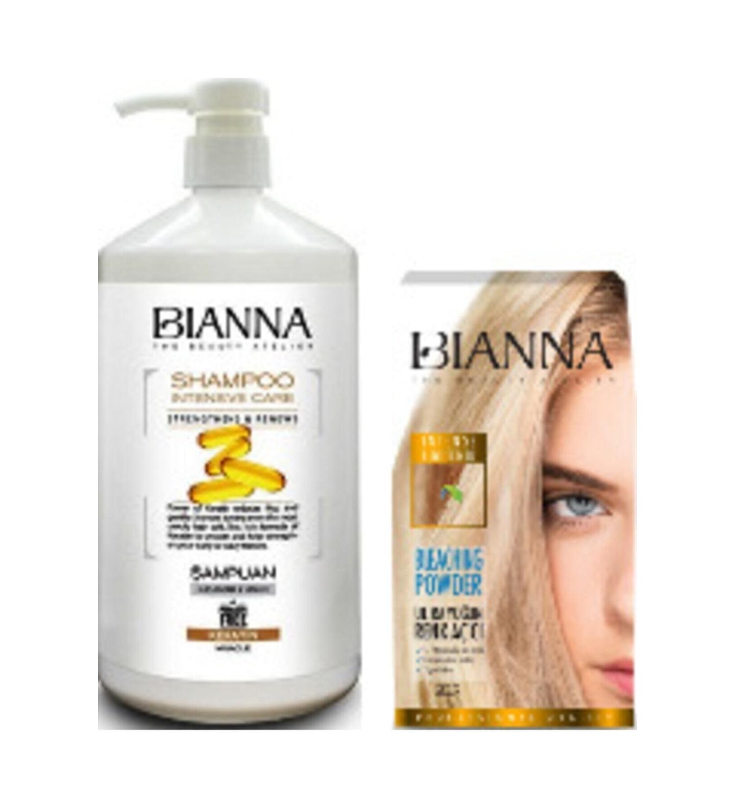 Bianna Keratin Essence Care Shampoo 1000ml With Ultra Intensive Color Lightener Vitamin E And Argan Oil