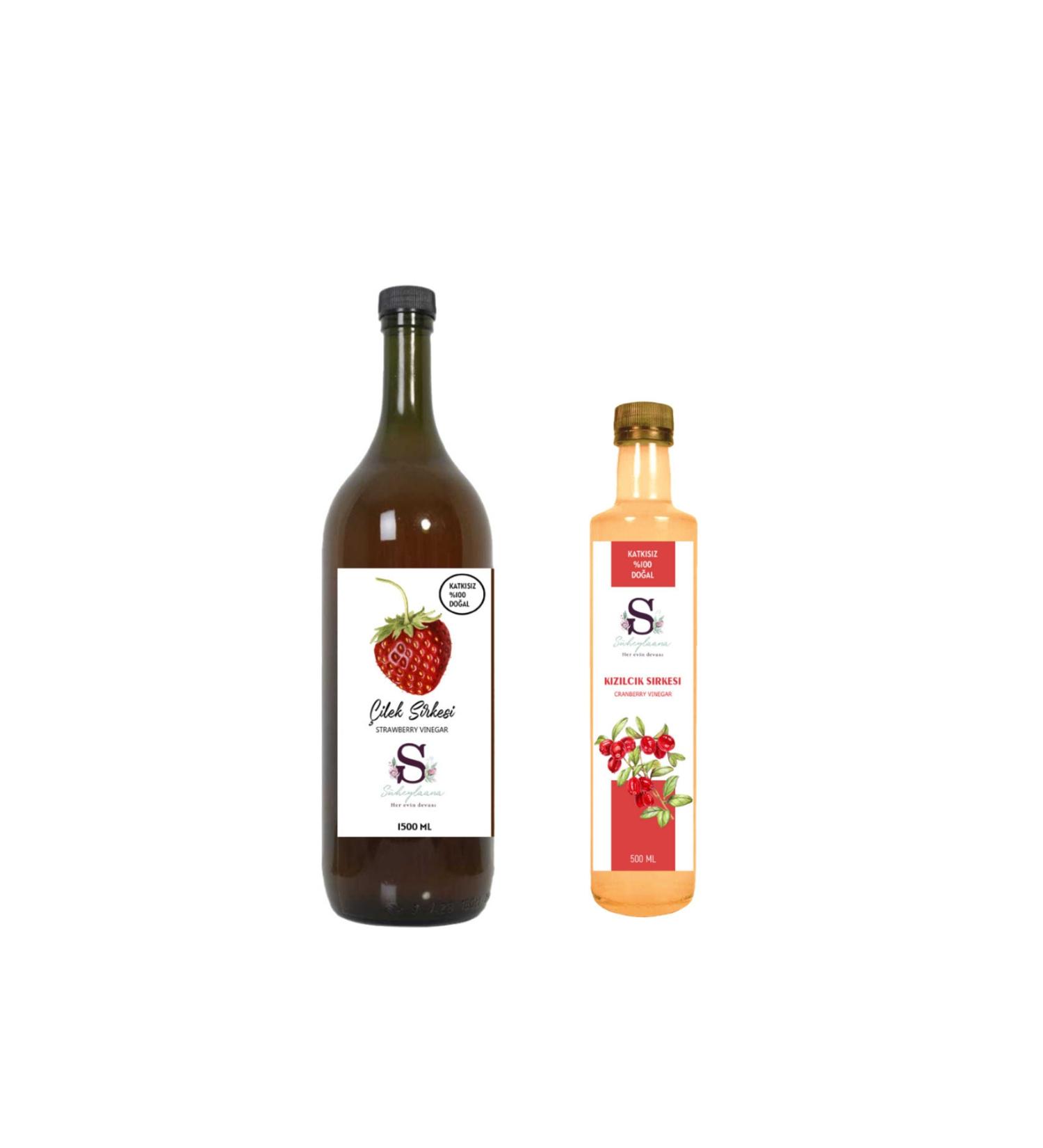 Suheylaana Natural Strawberry Vinegar 1500 Ml - Natural Cranberry Vinegar 500 Ml