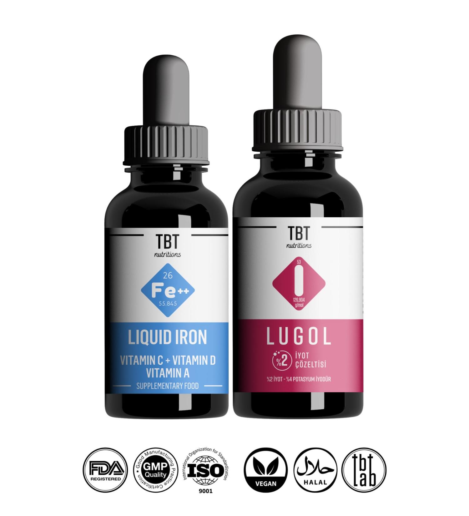 Tabitat Natural Lugol 2% Iodine Solution - Iron + Vitamin Cda Drop Set - Buy Online on GoSupps.com