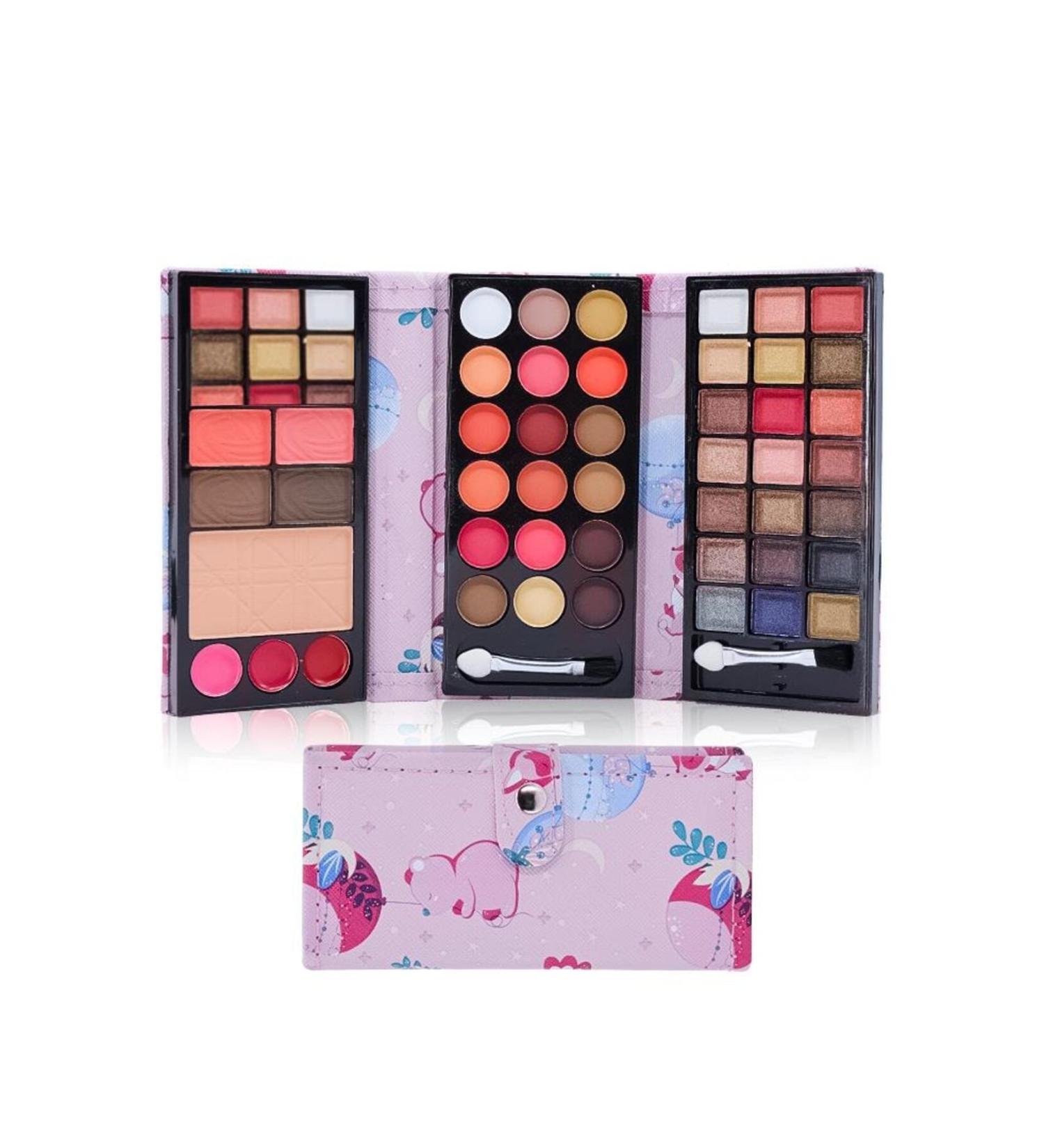 MUJGAN 3-Fold Wallet Eyeshadow - Blush - Powder Set Teddy Bear Patterned Pink