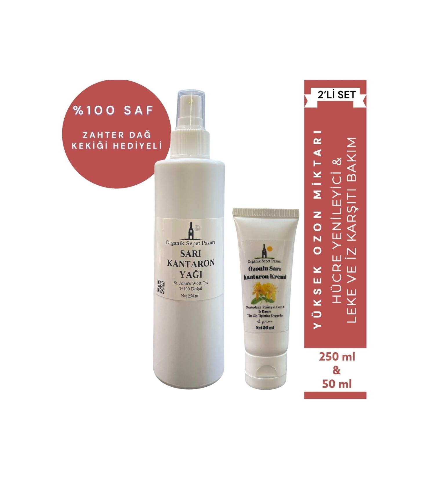 Organic Basket Market St. John's Wort Oil 250 Ml and Ozonated St. John's Wort Oil Cream 50 Ml Set of 2