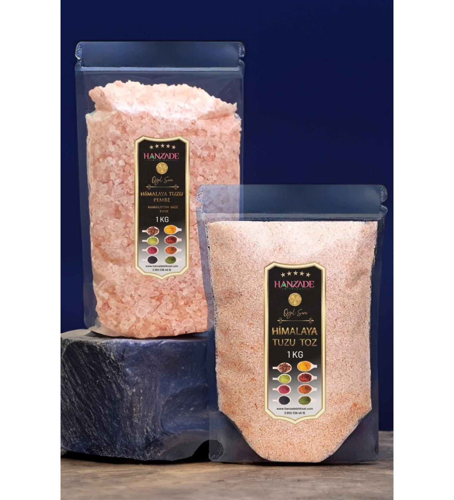 Hanzade Herbal Pink Himalayan Salt Powder and Grain Set of 2 1 Kg + 1 Kg - Buy Online on GoSupps.com