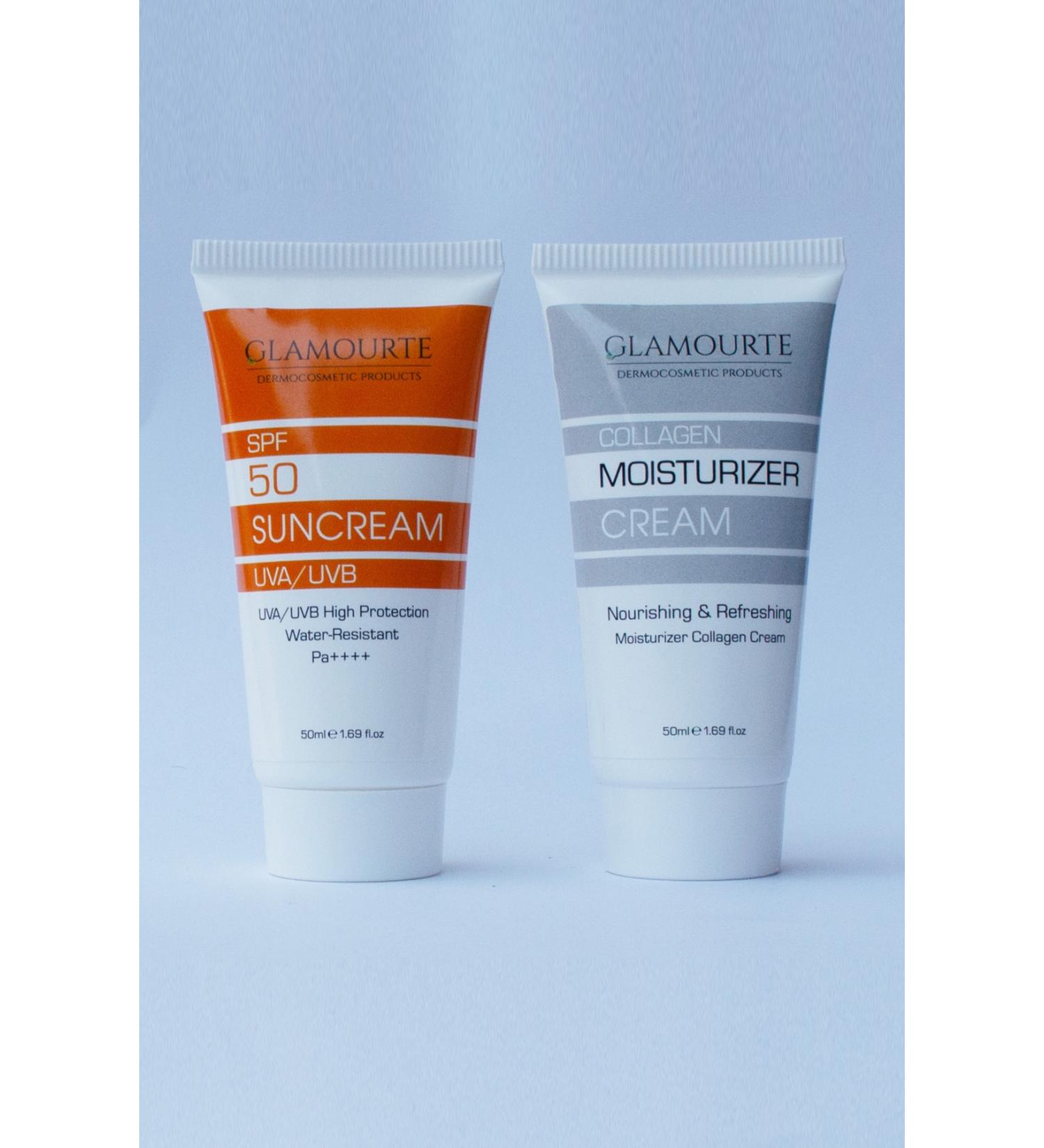 GLAMOURTE Anti-Aging Collagen Cream & SPF 50+ Sunscreen Value Pack