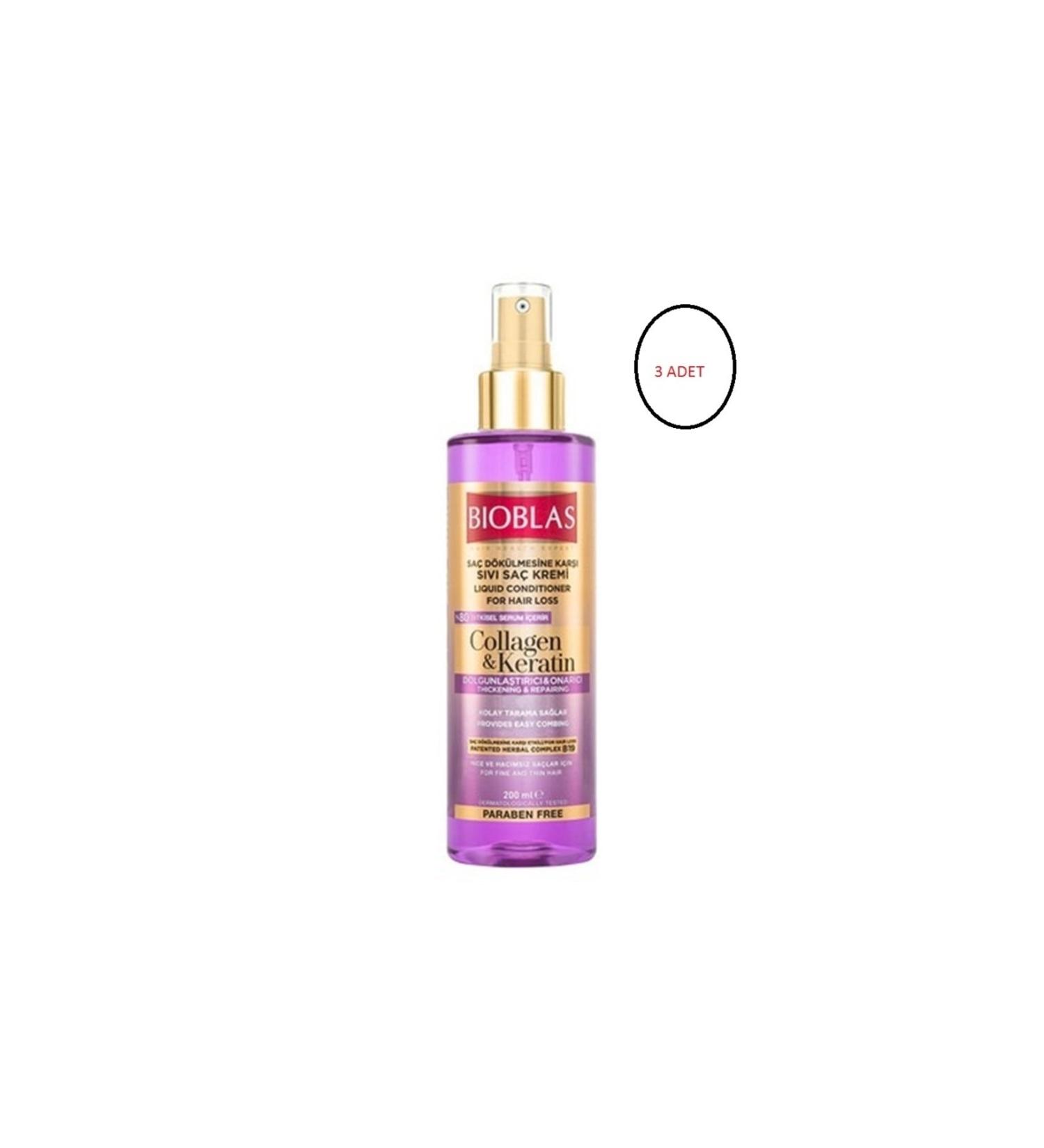 Bioblas 200 ml Collagen+keratin Liquid Hair Conditioner X 3 pieces