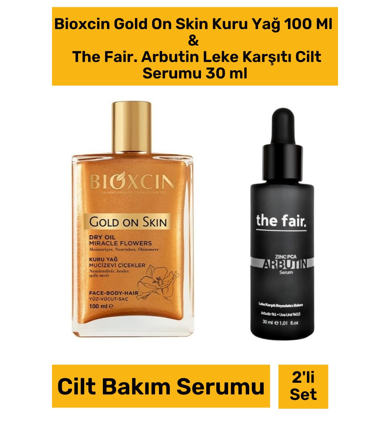 Bioxcin Gold On Skin Dry Oil 100 Ml & The Fair. Arbutin Anti-Spot Skin Serum 30 ml - Buy Online on GoSupps.com