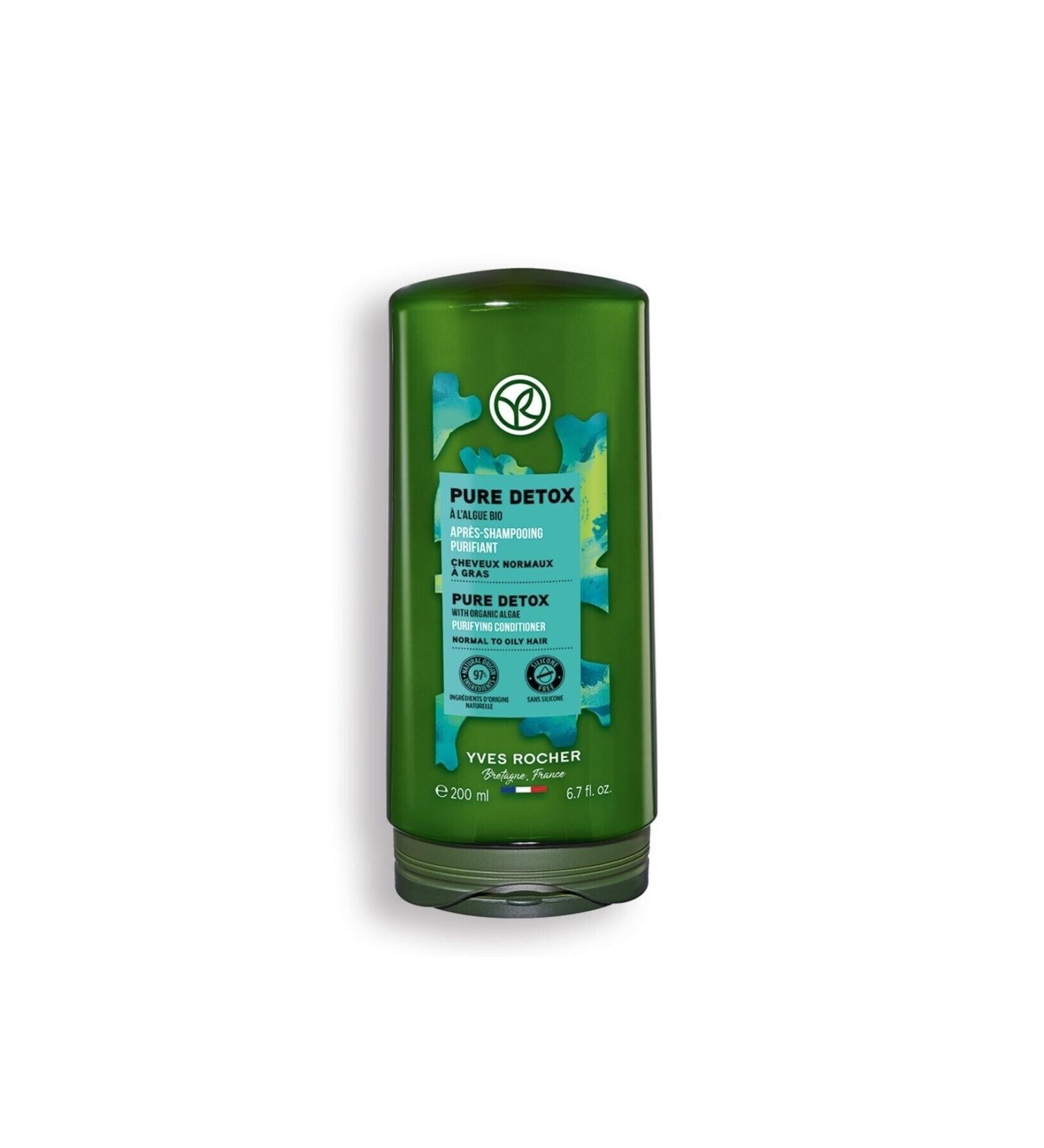 Yves Rocher Purifying Conditioner - Oily Hair / Pure Detox Detoxifying Moringa Seed Extract and Agave 200 ml