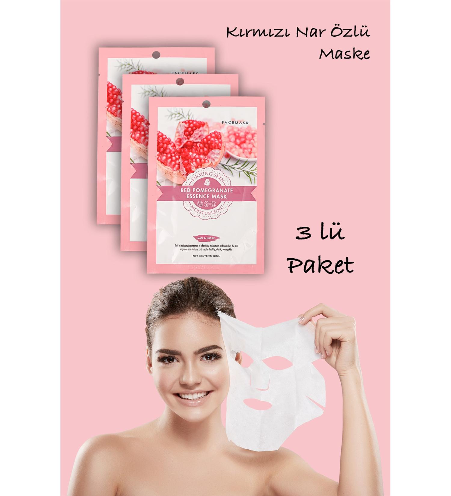 Uniquem 3 Pieces Red Pomegranate Moisturizing Face Mask For Dry Skin Red Pomegranate Mask Xlm427