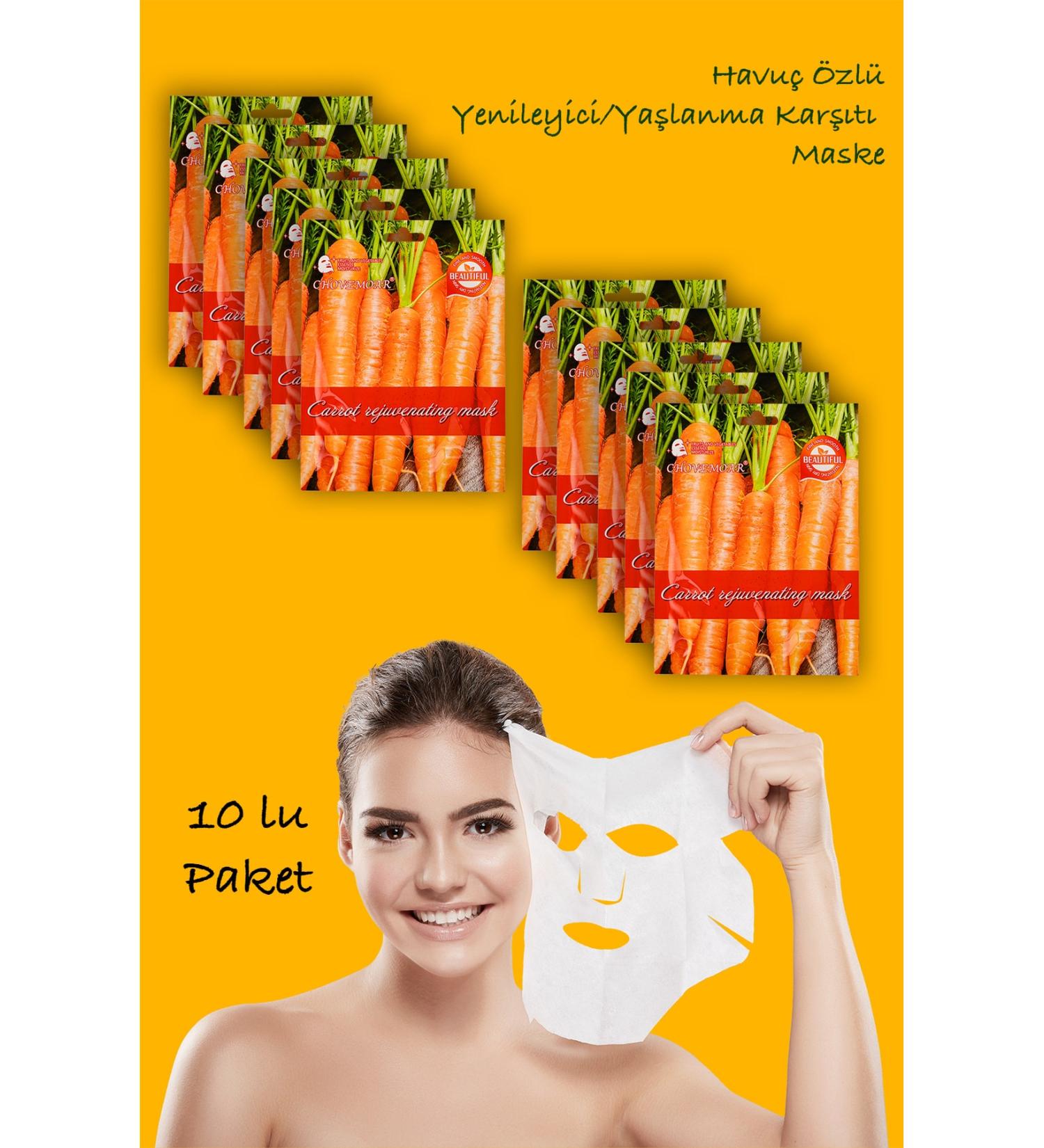Uniquem 10 Pieces Carrot Extract Anti-Stain Mask Carrot Mask Sativa Extract Face Mask Xlm98