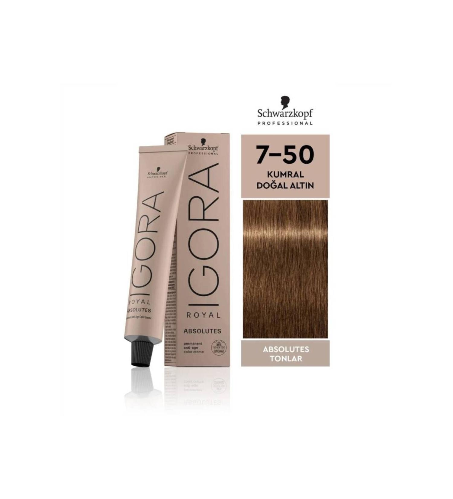 Schwarzkopf Igora Royal Absolutes Shades 7-50 Auburn - Natural Gold Hair Dye 60ml