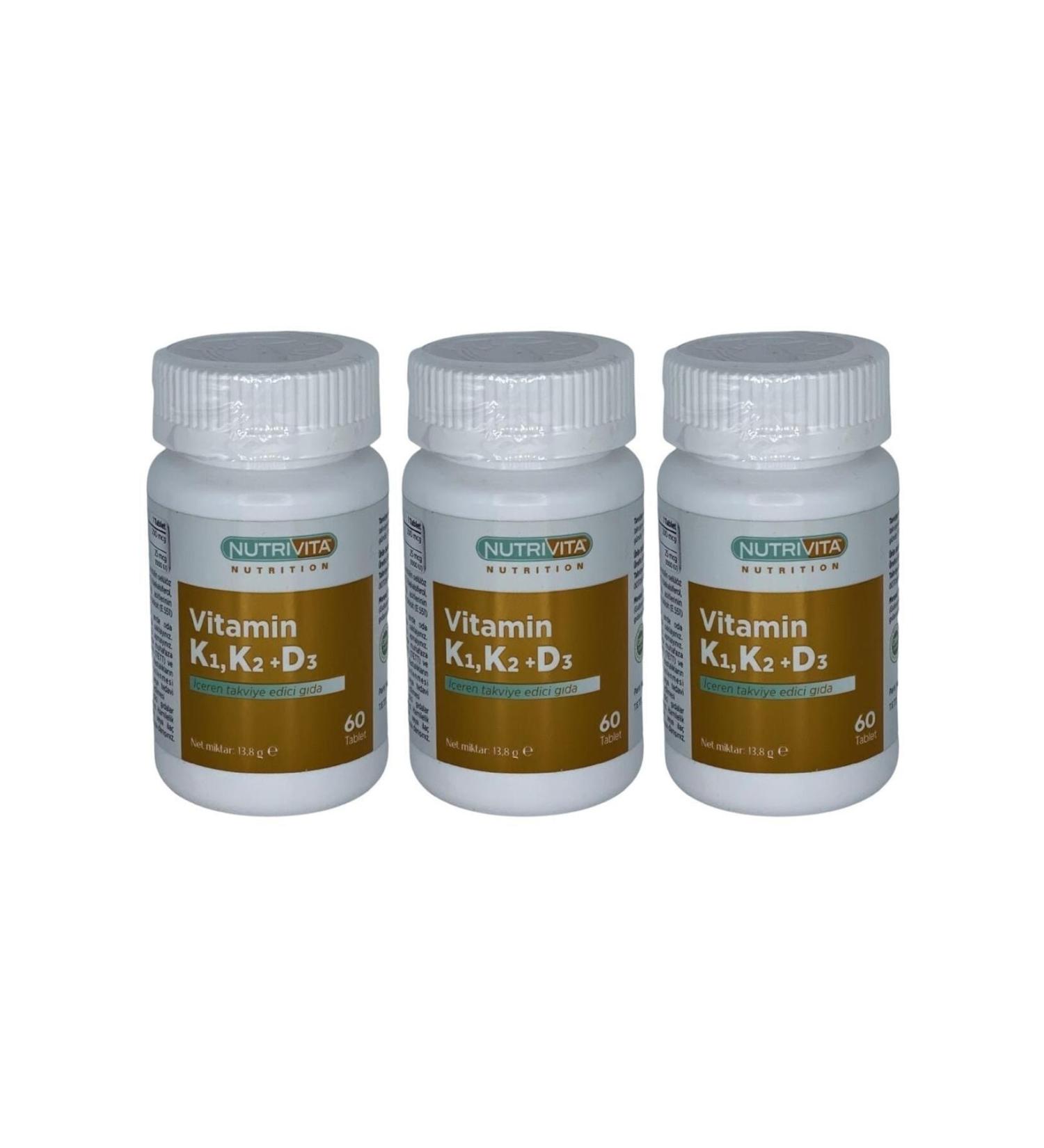 Nutrivita Nutrition Vitamin K1 Vitamin K2 Vitamin D3 3x60 Tablets