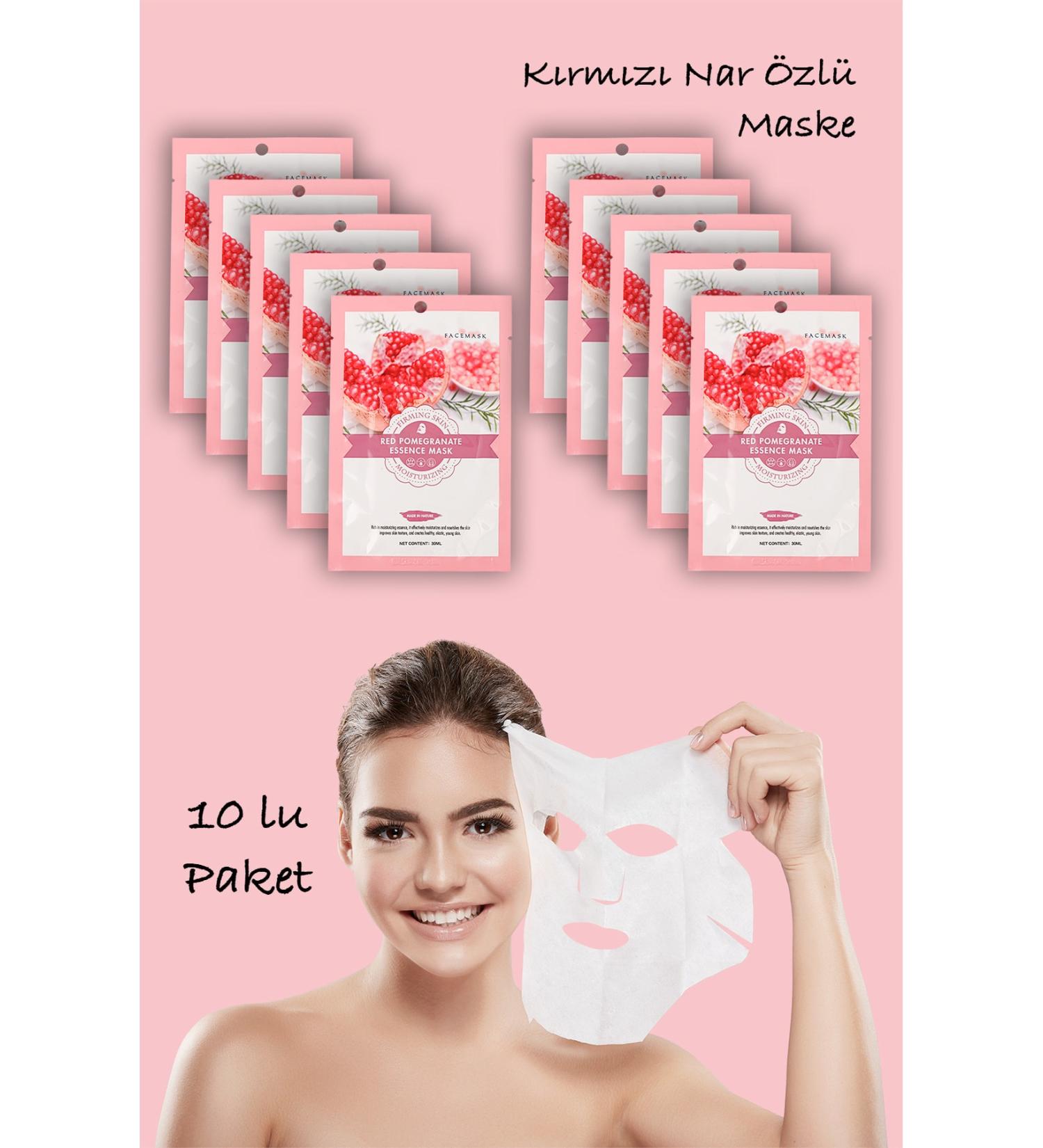 Uniquem 10 Pieces Red Pomegranate Moisturizing Face Mask For Dry Skin Red Pomegranate Mask Xlm427 - Buy Online on GoSupps.com