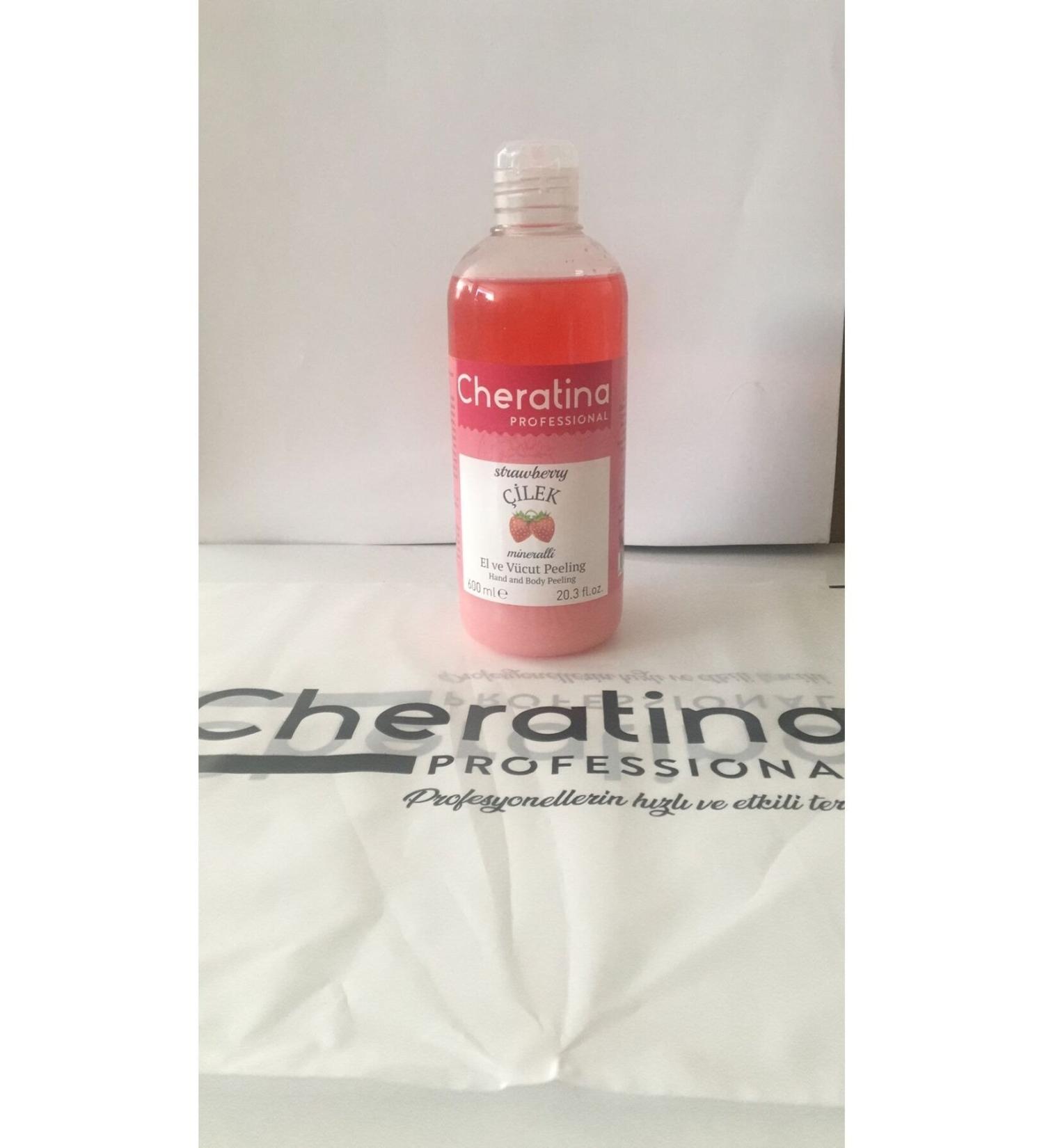 Cheratina Brightening and Dead Skin Remover Hand and Body Peeling Strawberry 600 ml