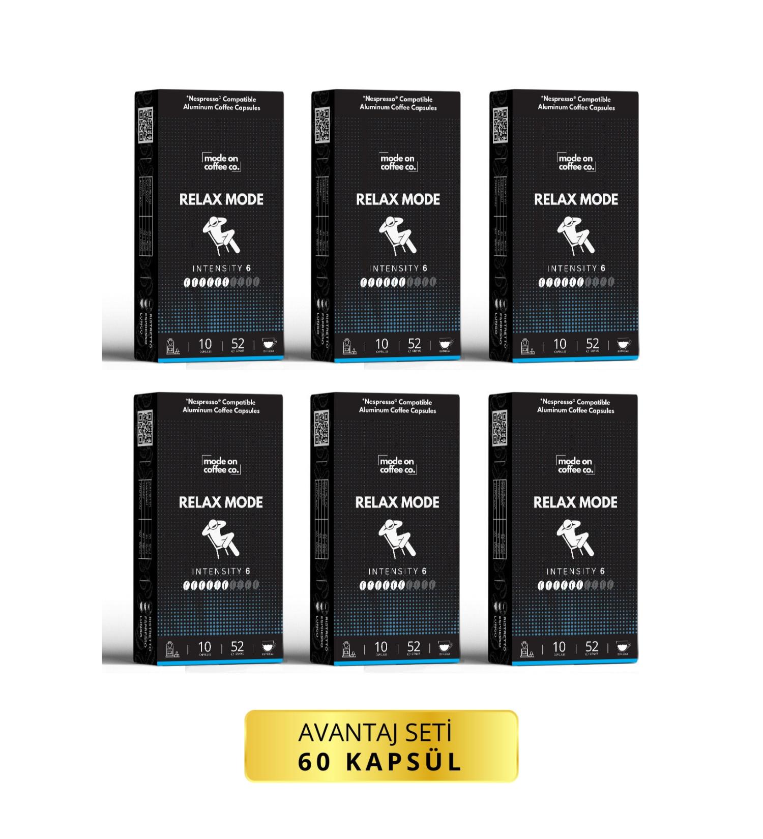 Mode On Coffee Co. Relax Mode Nespresso Compatible Aluminum Capsule Coffee Set - 60 Pieces - Buy Online on GoSupps.com