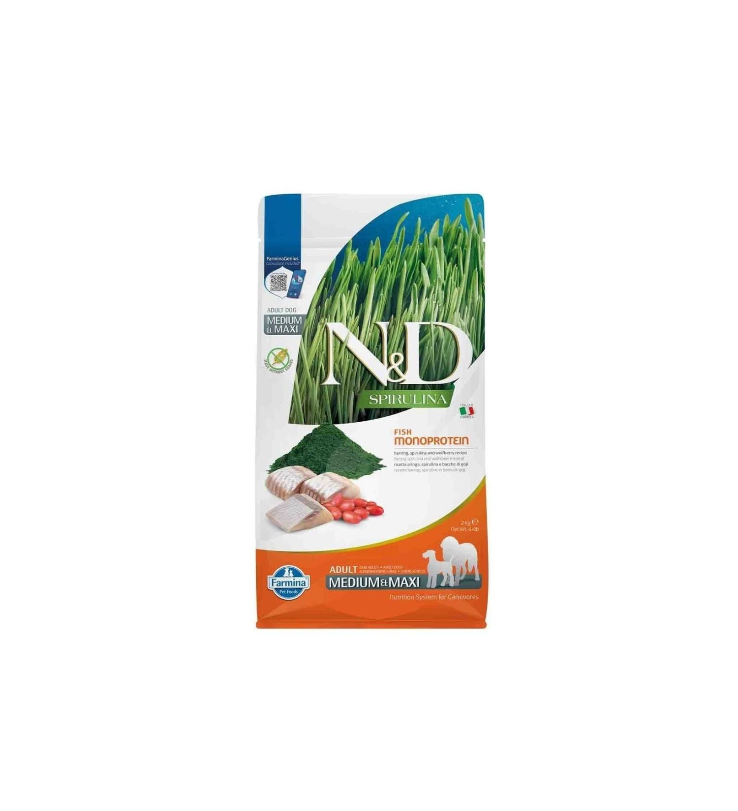 Alisopping ND Spirulina Fortified Grain-Free Herring Fish Medium and Large Breed Adult Dog Food 2kg - Buy Online on GoSupps.com