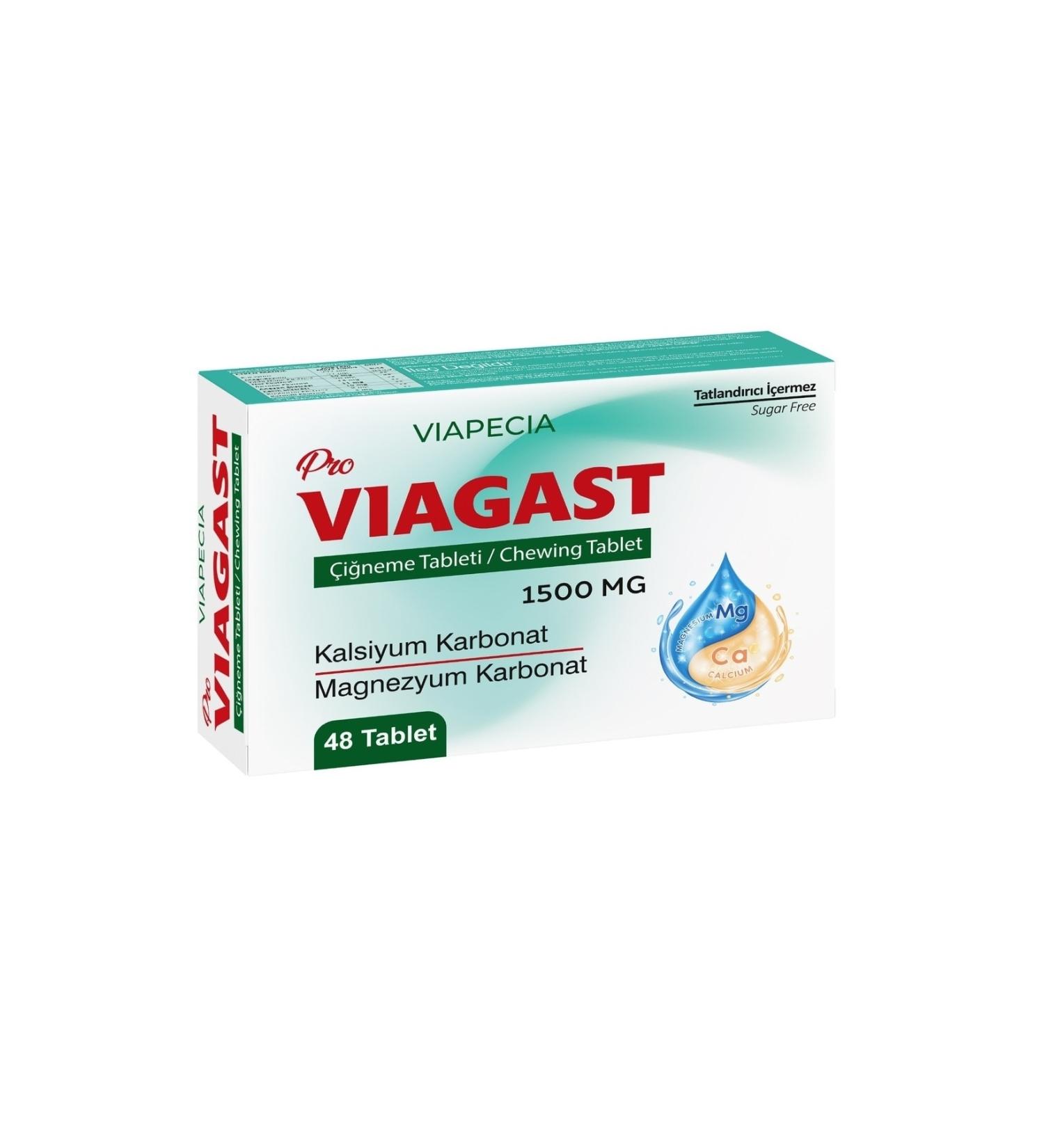 Viapecia Pro V AGAST Chewable Tablet 1500 mg Calcium & Magnesium Carbonate 48 Tablets