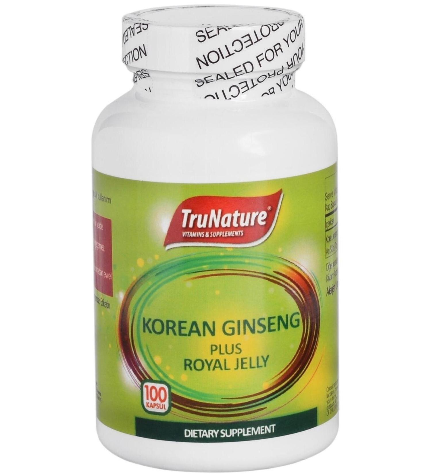 Trunature Korean Ginseng Plus 100 Capsules Royal Jelly Korean Ginseng Royal Jelly Powder
