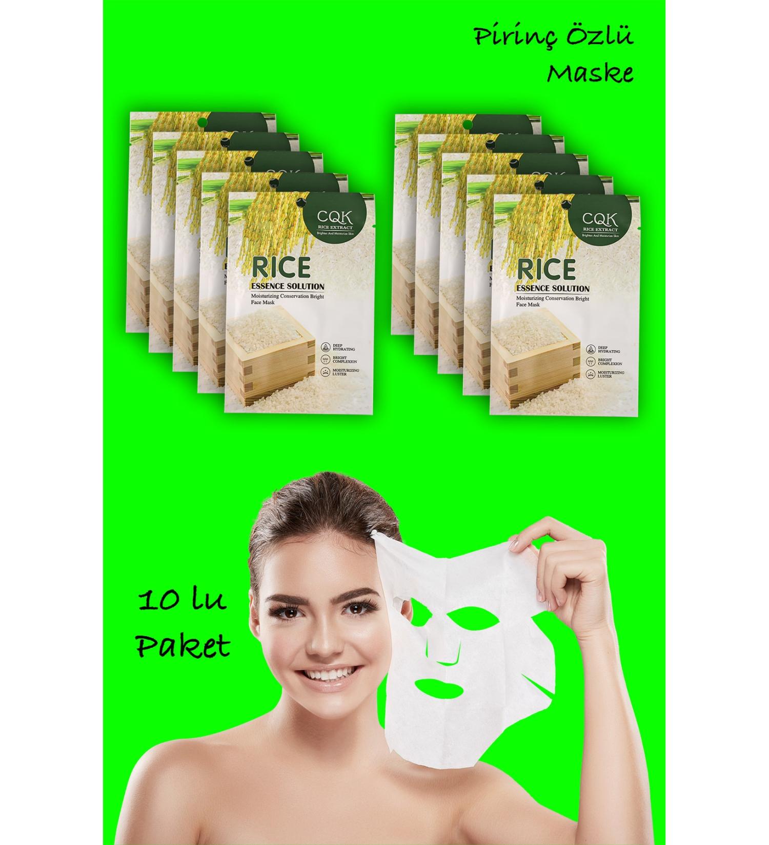 Uniquem 10 Pieces Rice Silk Protein Essence Tone Equalizing Rice Face Mask Rice Mask 30ml Xlm0182