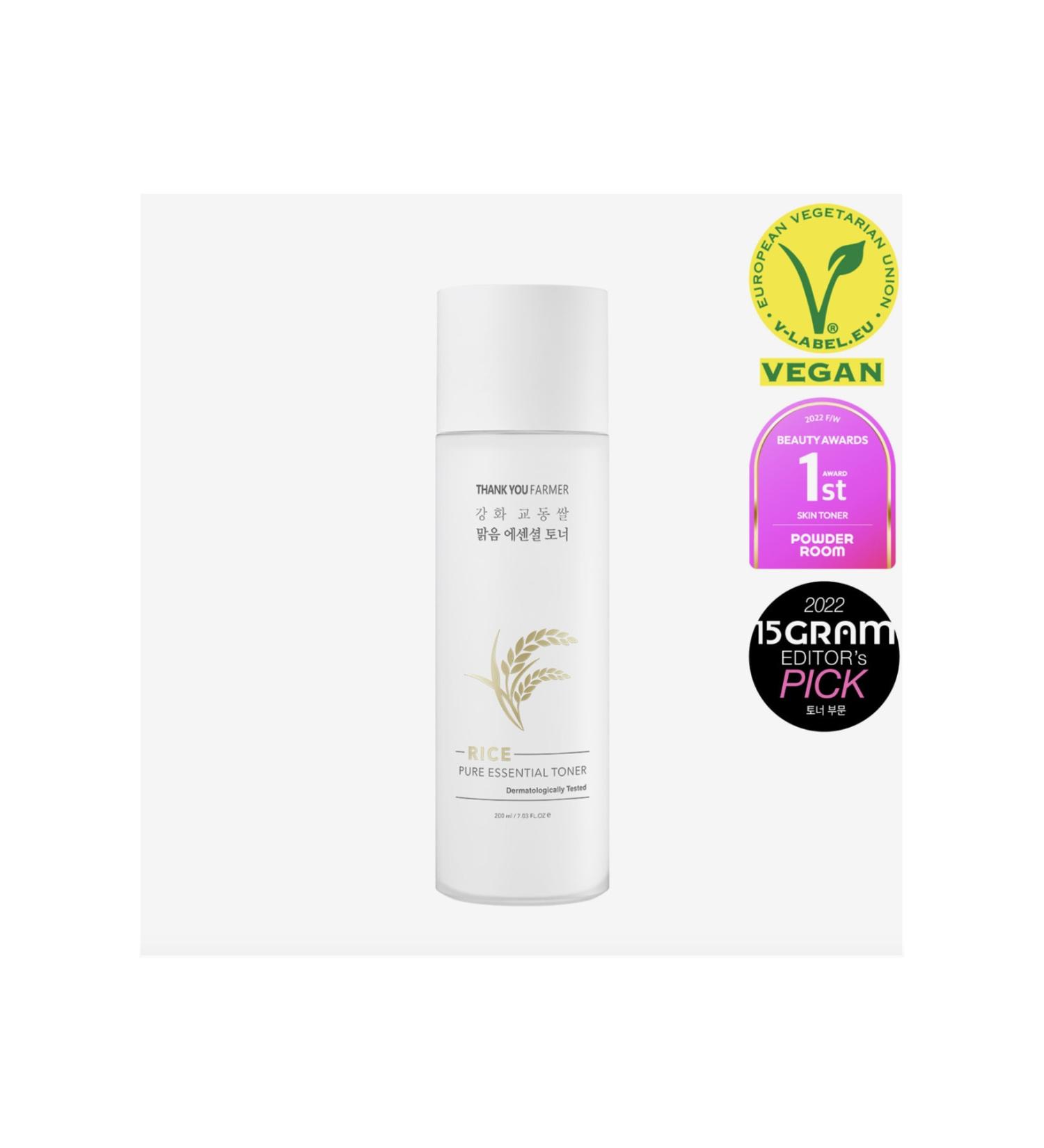 Thank You Farmer Rice Pure Essential Toner - Moisturizing and Brightening Toner with Rice Extract 200ml - Buy Online on GoSupps.com