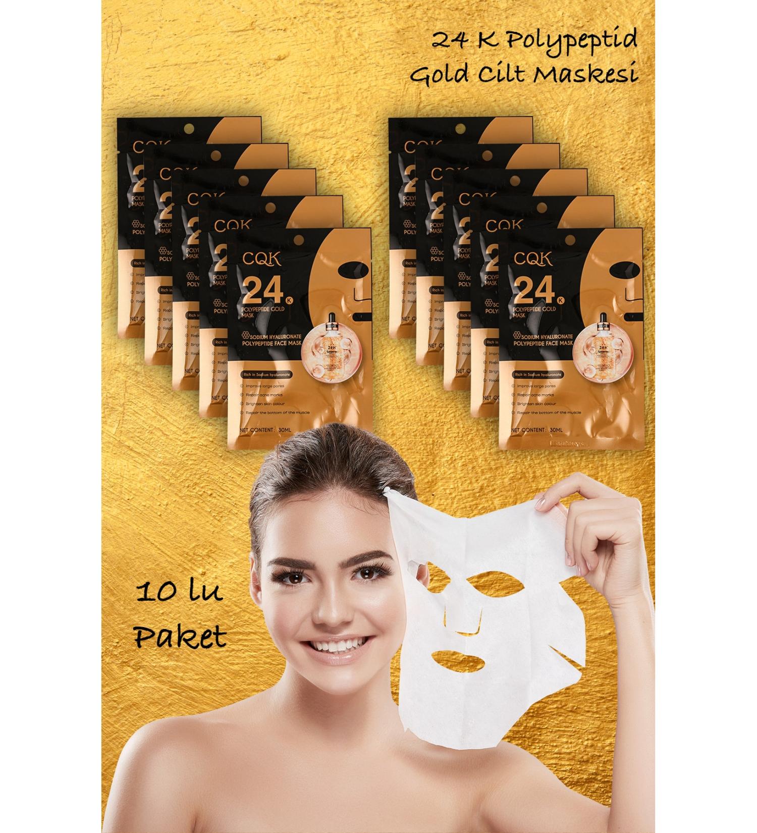 Dahaus 10 Pieces 24K Gold Mask Sodium Hyaluronic Acid Zinc Color Repair Facial Care Mask