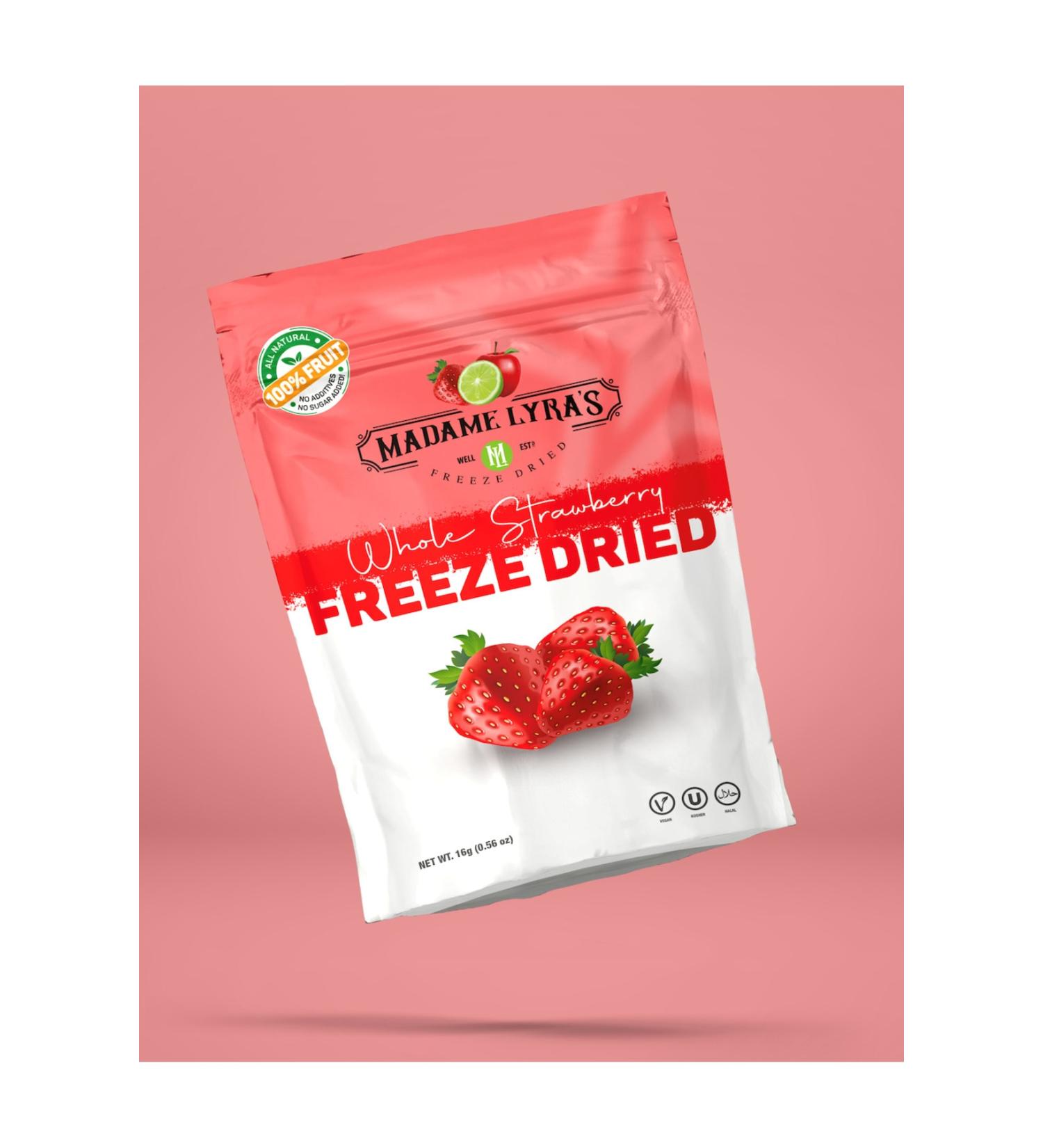 Madame Lyras Freeze Dried 8 Pieces Whole Strawberry Package