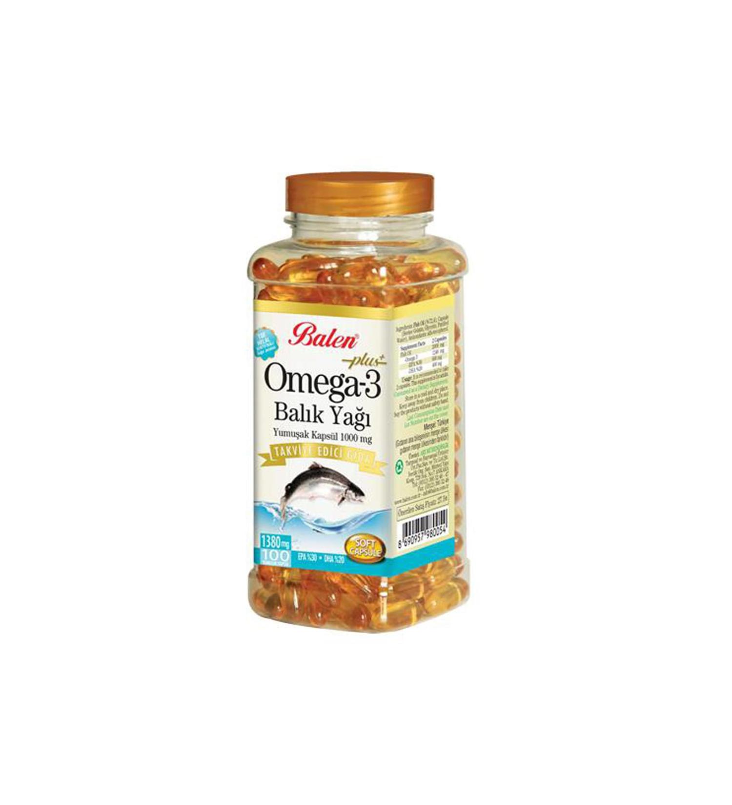 Balen Omega 3 Fish Oil Softgel 1000 Mg 100 Capsules Balen