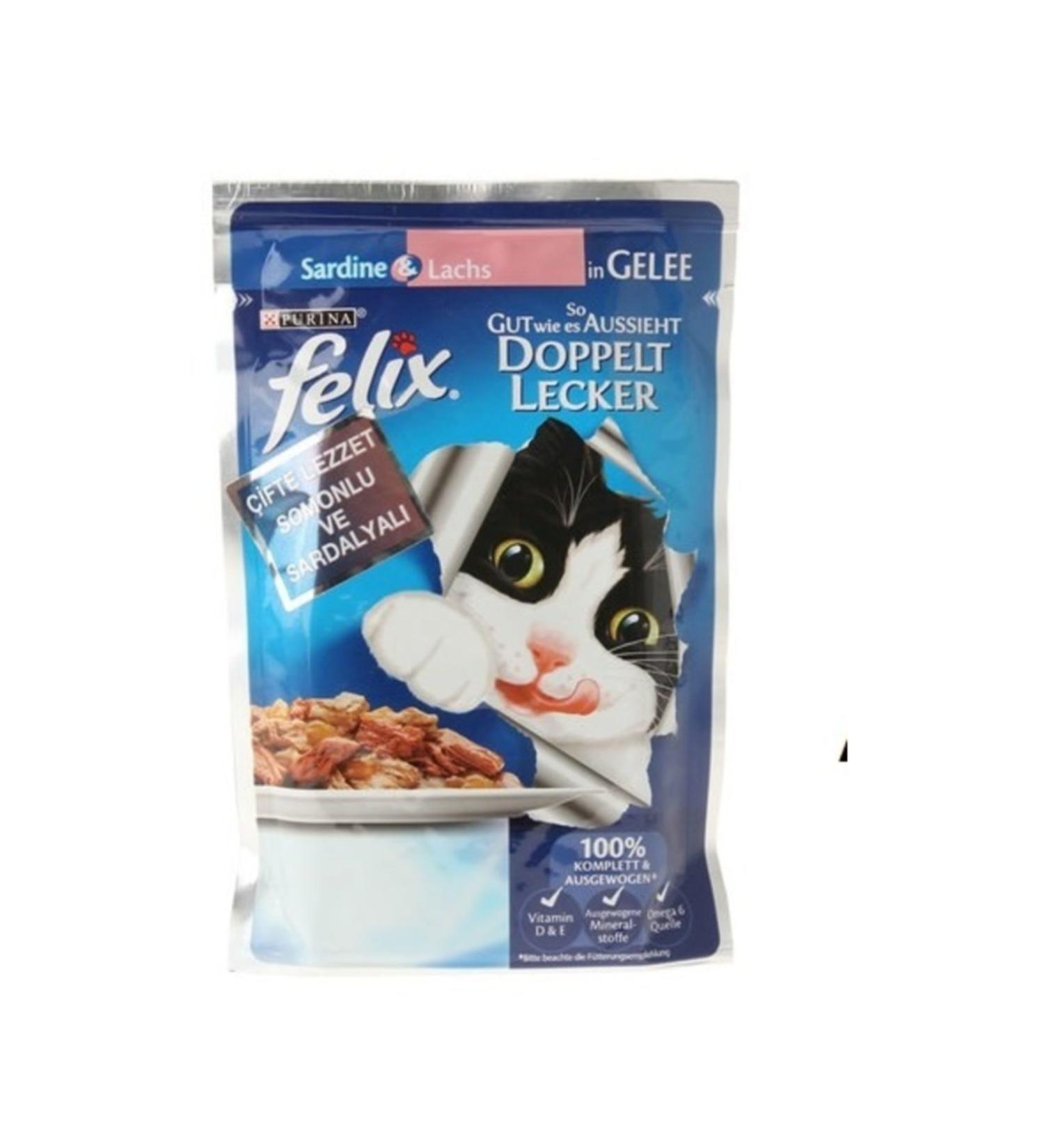FELIX Pouch 48 Pieces X Double Flavor Salmon Sardine Cat Wet Food