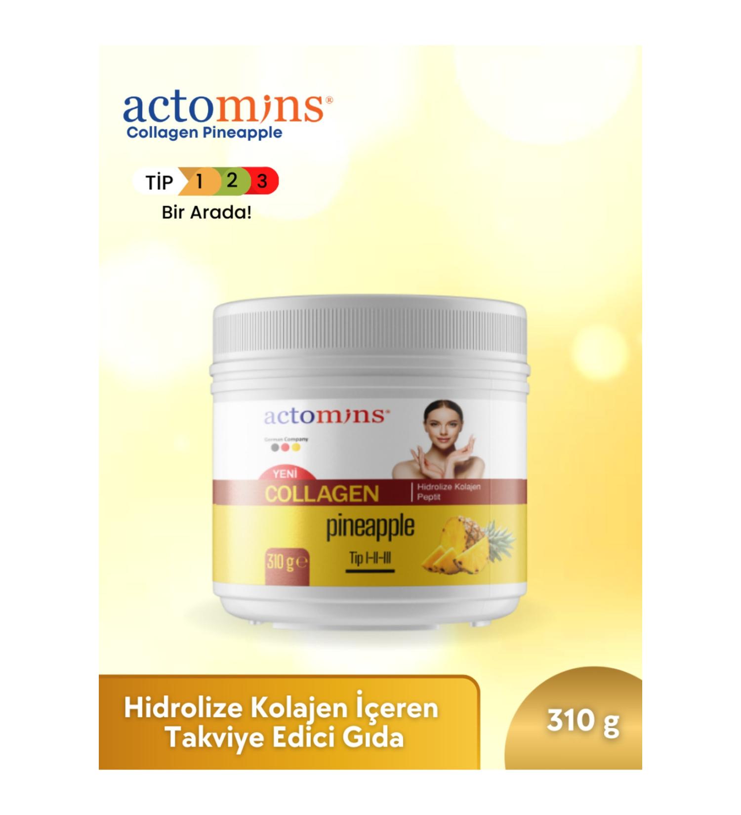 Actomins Collagen Pineapple - Pineapple Flavored Collagen 310 gr - Buy Online on GoSupps.com