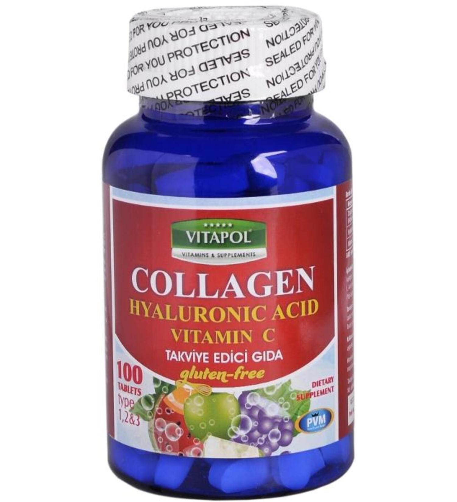 Vitapol Hydrolyzed Collagen Hyaluronic Acid Vitamin C 100 Tablets Hydrolyzed Collagen Hyaluronic Acid