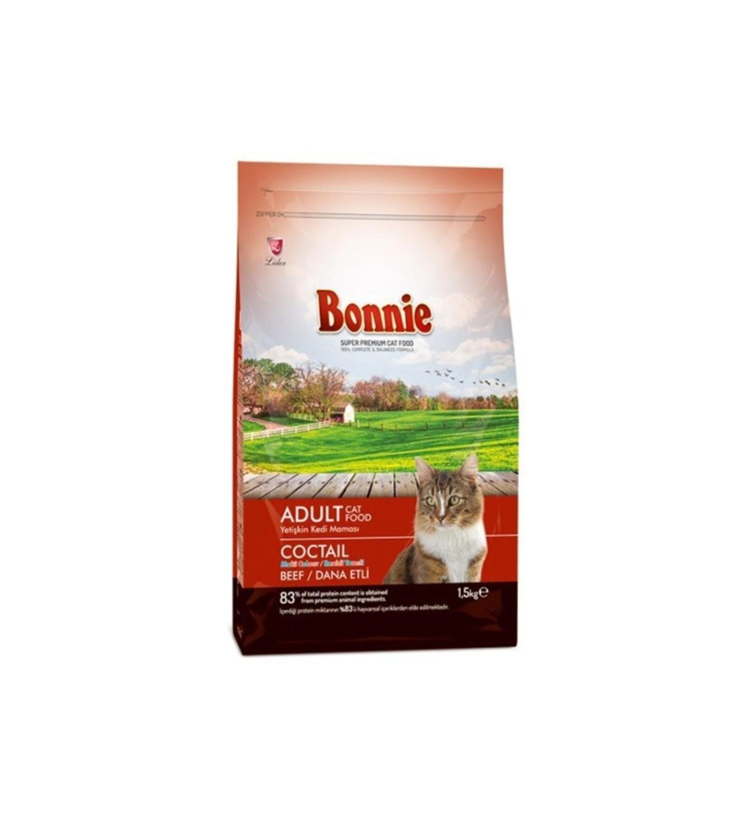 Bonnie Steak Multicolor Adult Cat Food 1.5 Kg