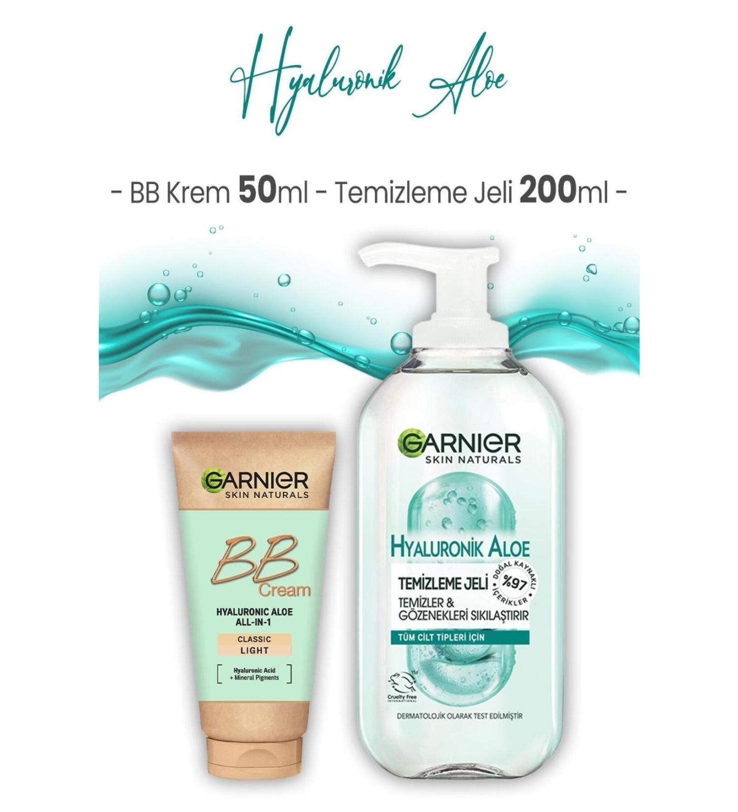 Garnier Cleansing Gel Hyaluronic Aloe 200 ml and BB Cream Light Tone 50 ml