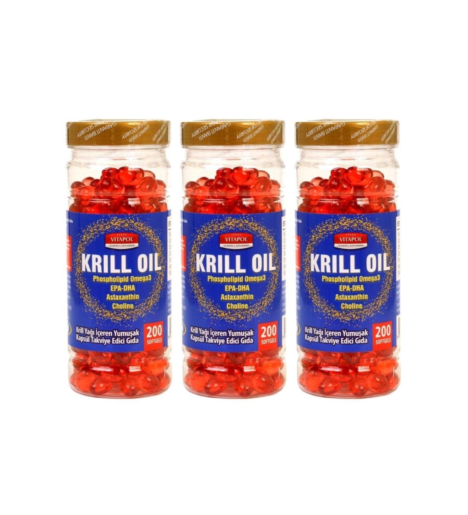 Vitapol Krill Oil 3x200 Softgels Phospholipid Omega 3 Epa Dha Astaxanthin Choline