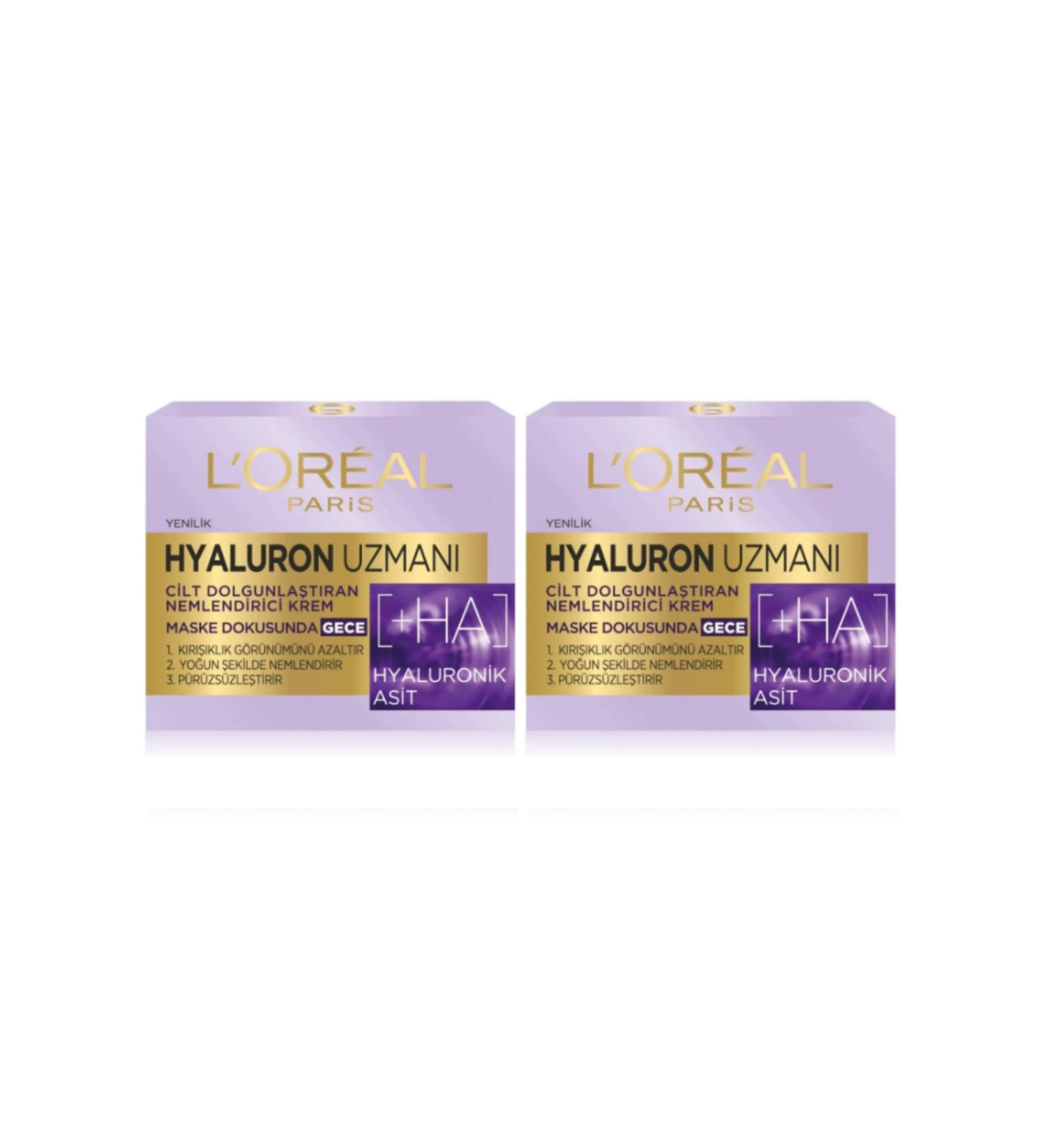 L'Oreal Paris Hyaluron Expert Skin Plumping Moisturizing Night Cream - Hyaluronic Acid 2-Pack