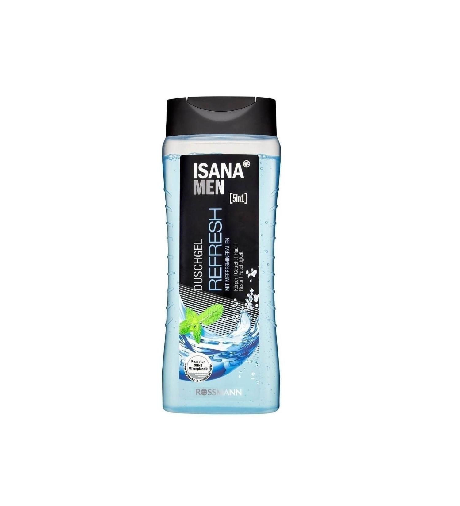 ISANA MEN Moisturizing Shower Gel 5 In 1 Refresh For Body Face Hair And Shaving 300 Ml - Buy Online on GoSupps.com