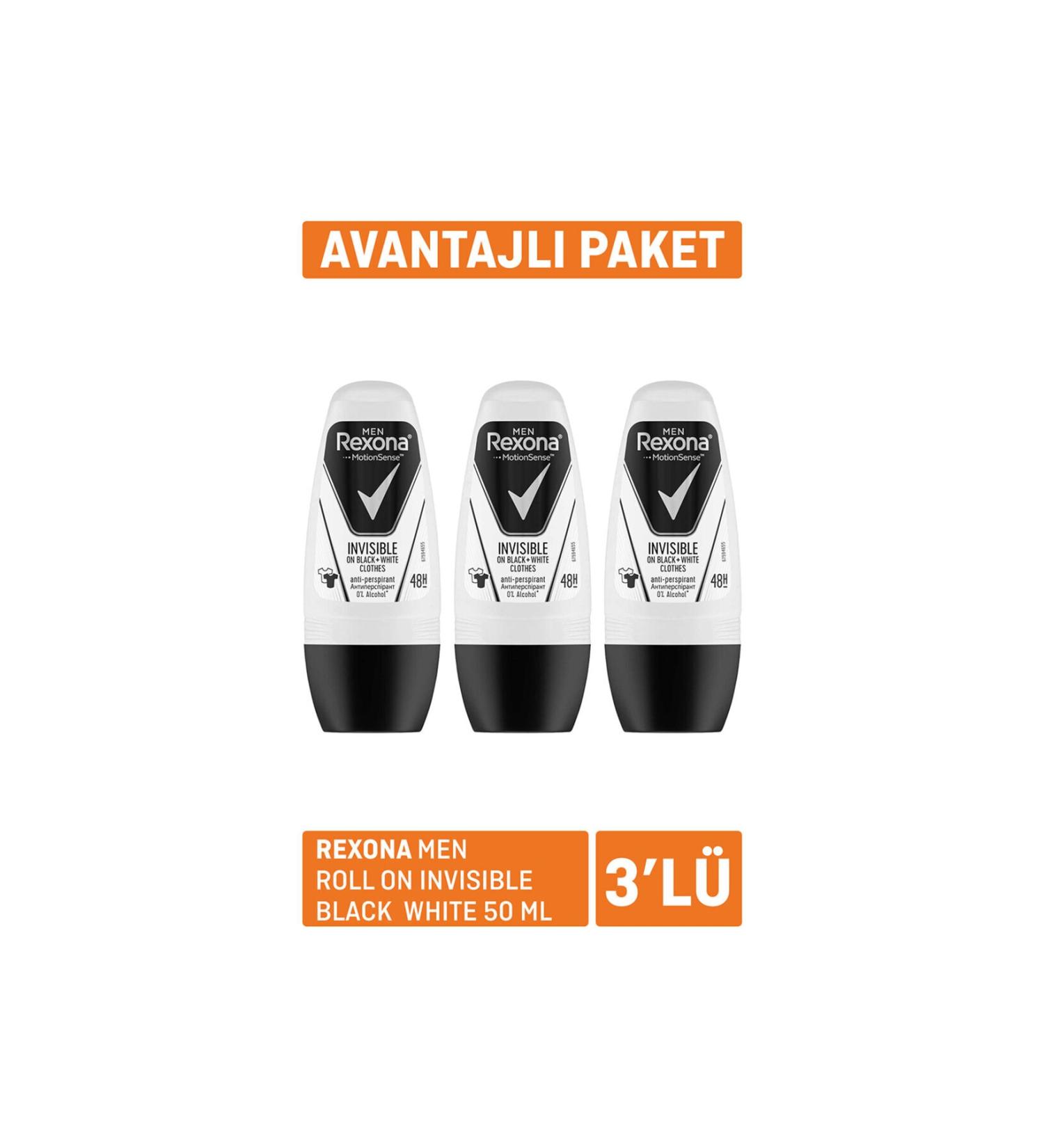 Rexona Men Roll on Invisible Black And White 50 ml x 3