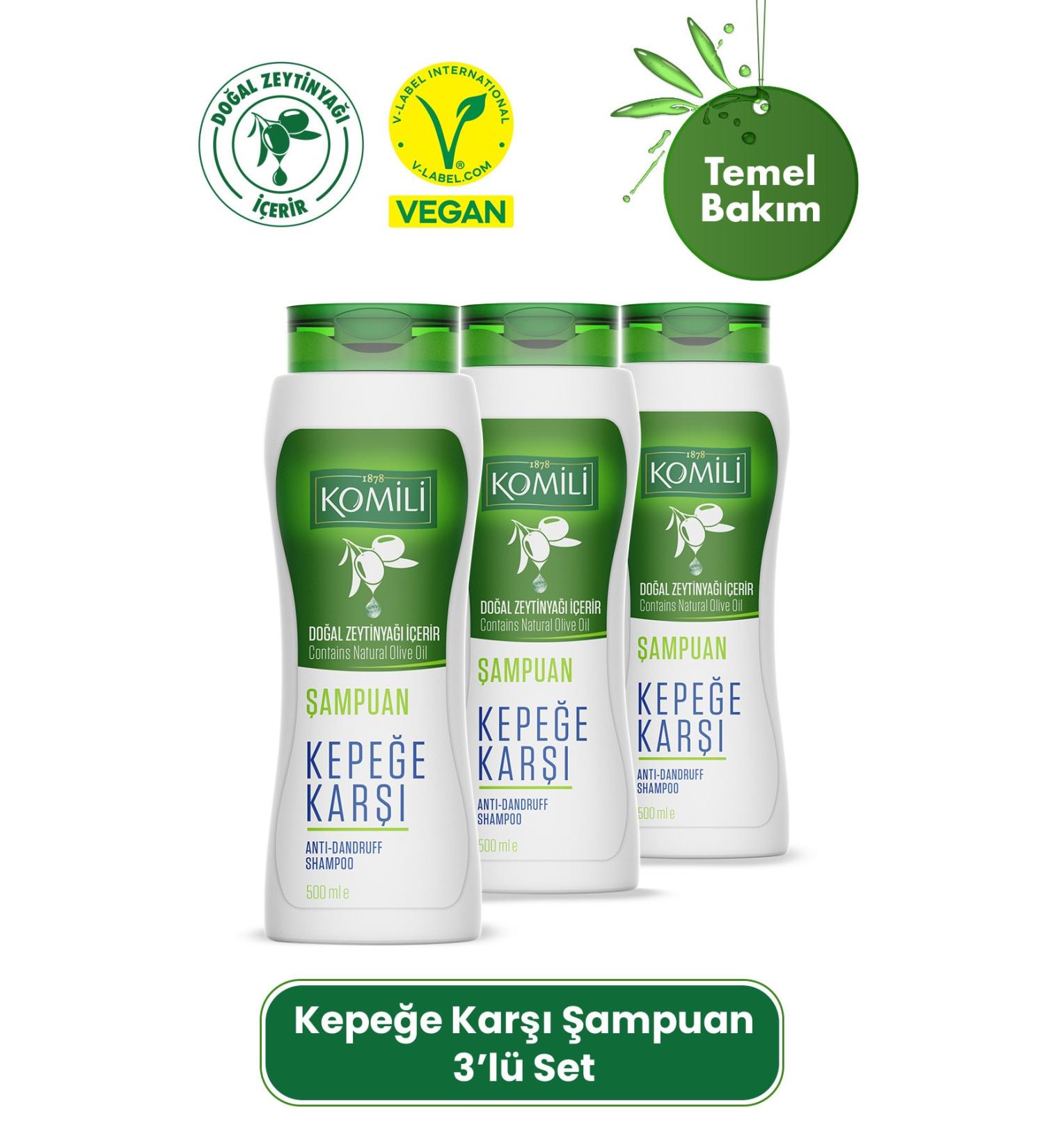 Komili Anti-Dandruff Vegan Shampoo for Dandruff Hair Set of 3 - 3 X 500 ML - Buy Online on GoSupps.com