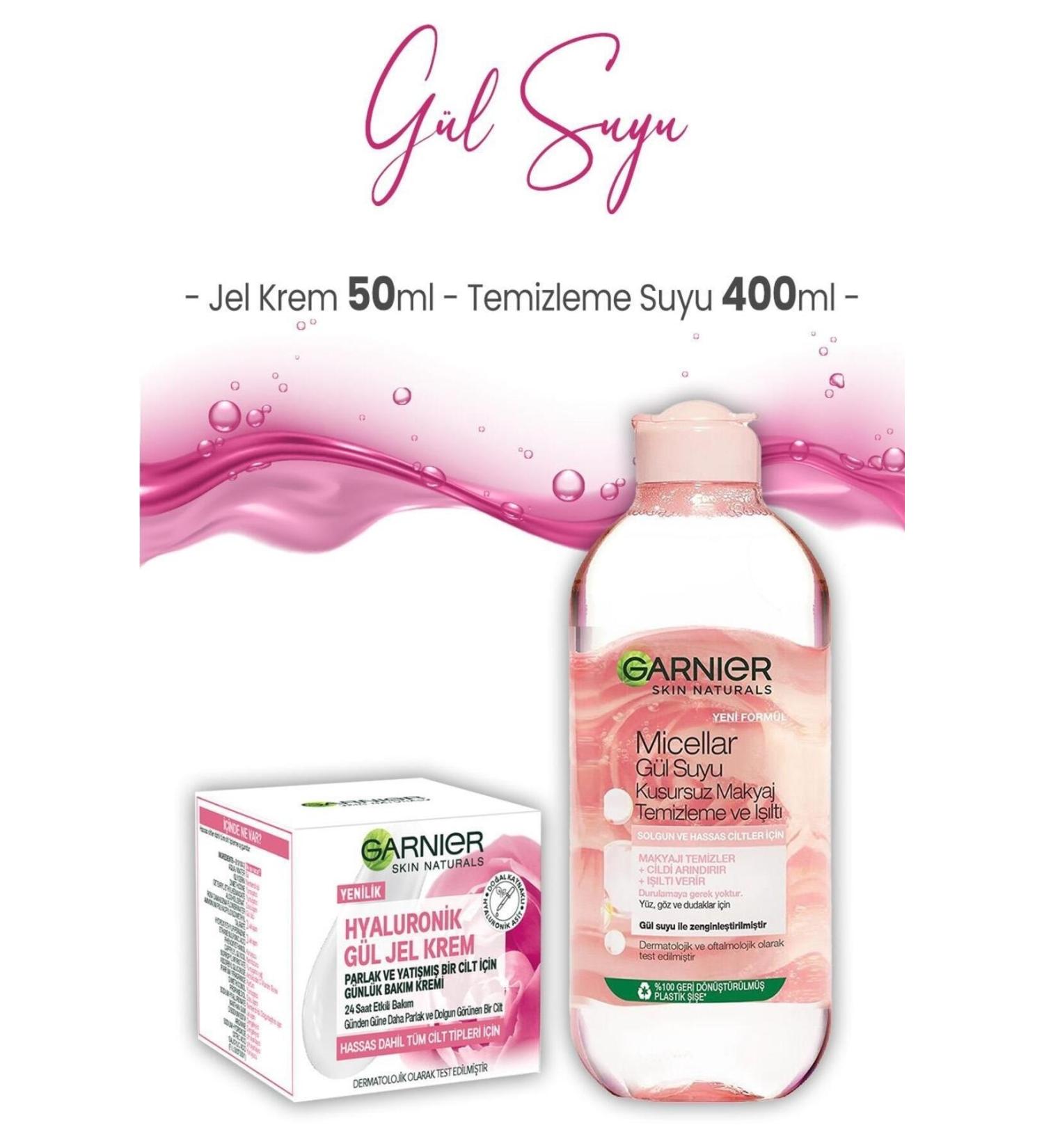 Garnier Micellar Rose Water Make-Up Remover Radiance 400 ml and Gel Cream 50 ml